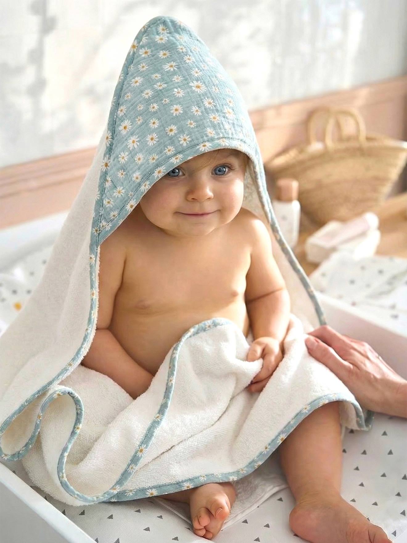 Set aus Badecape & Waschhandschuh Baby MARGERITEN