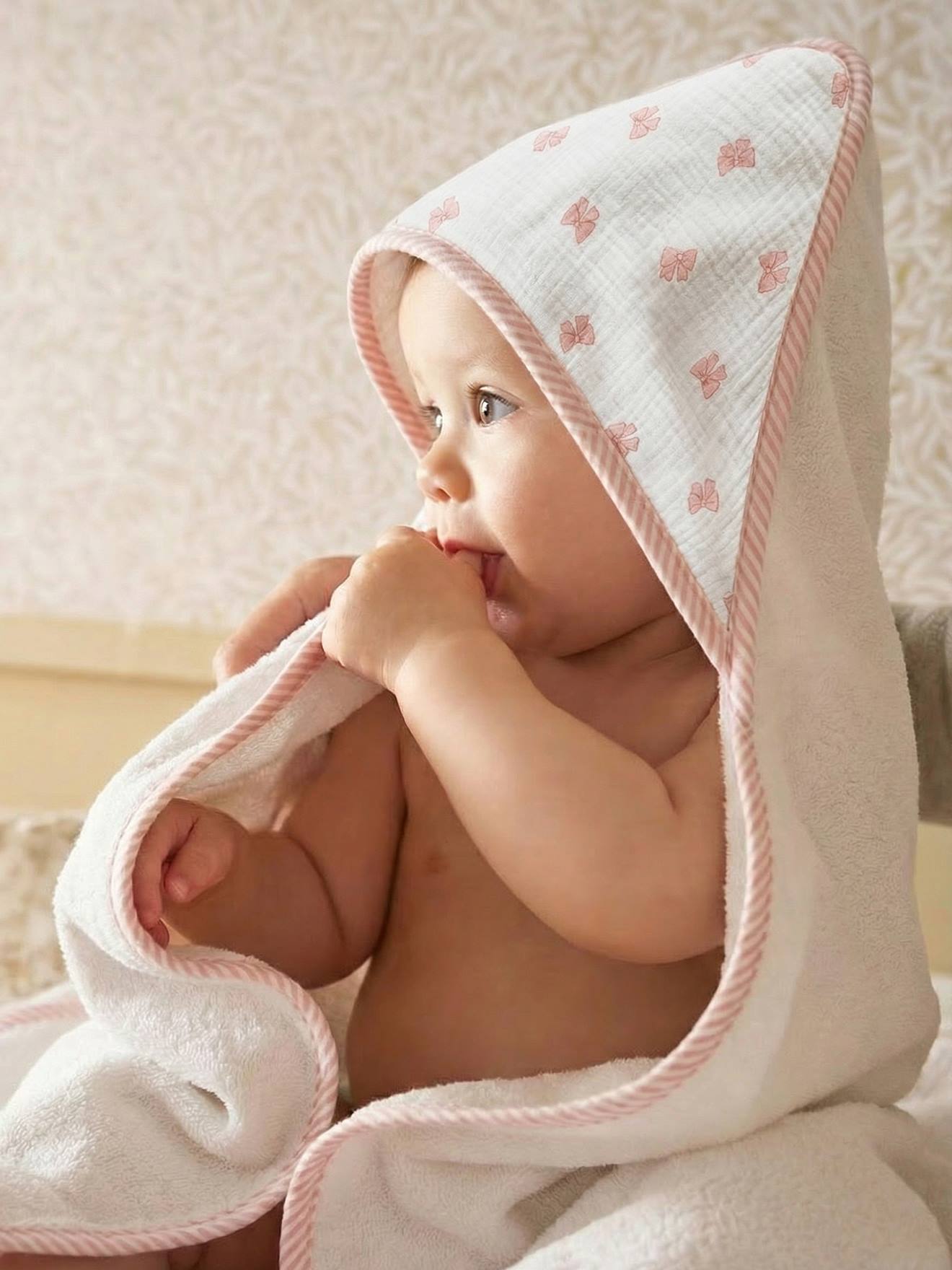 Set aus Badecape & Waschhandschuh Baby SCHLEIFE