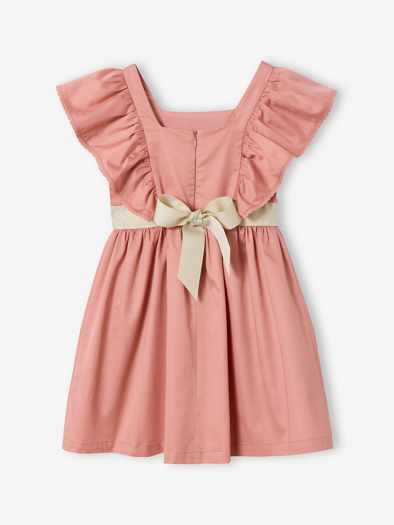 Thumbnail - Festliches Mädchen Kleid mit enem Gürtel blush