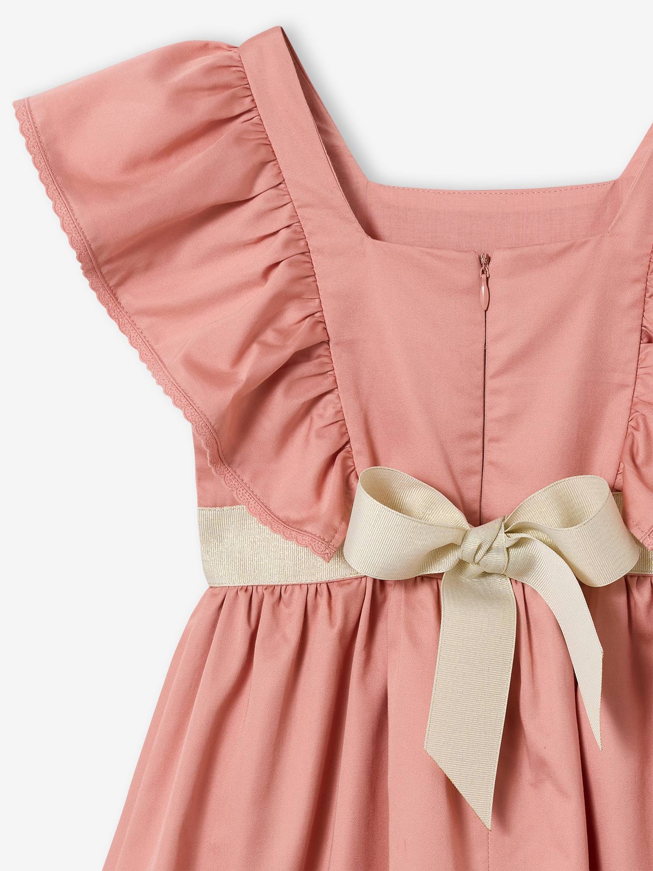 Thumbnail - Festliches Mädchen Kleid mit enem Gürtel blush