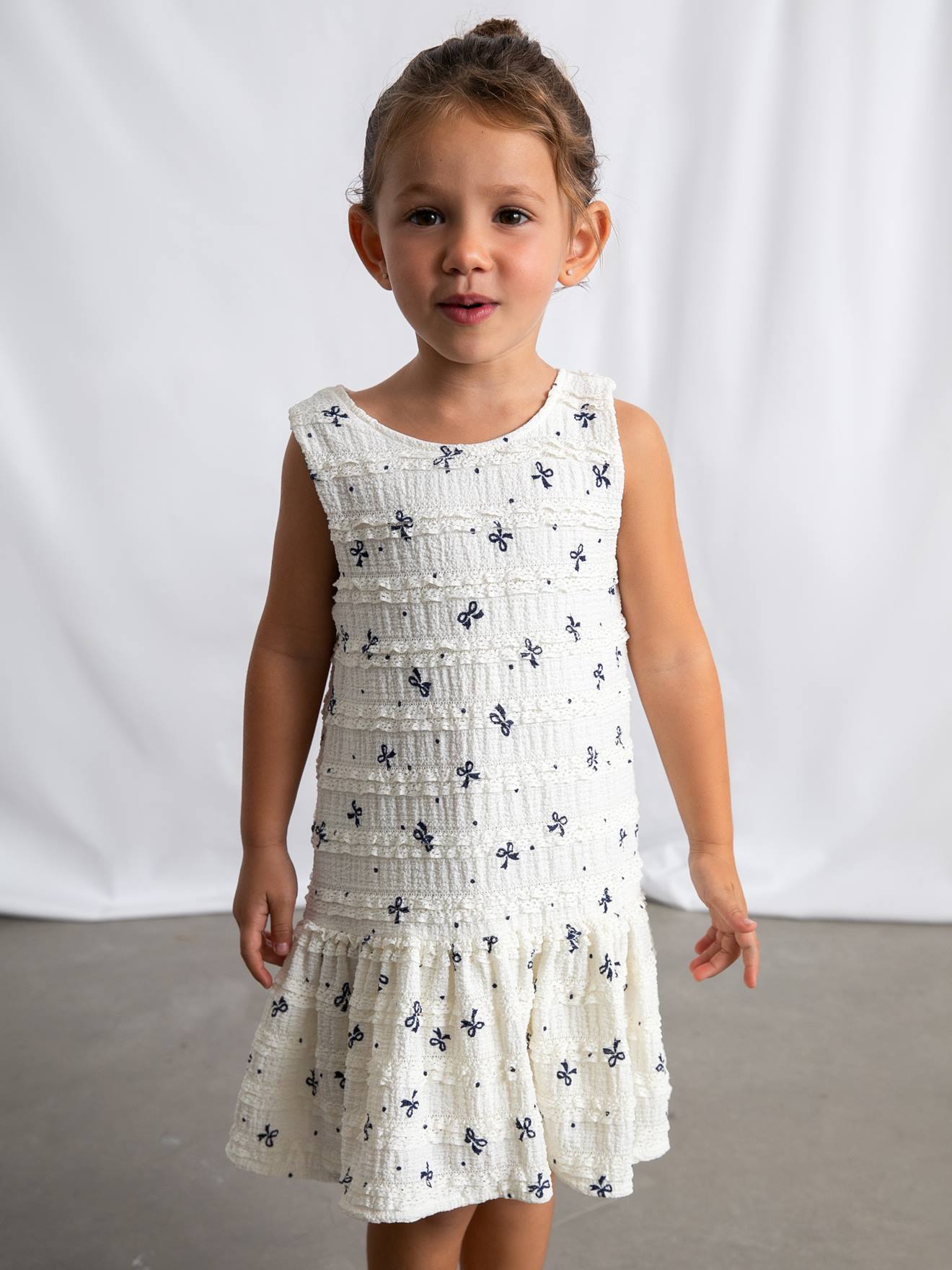 Thumbnail - Crinkle-Kleid mit Bordüren Mädchen Mayoral