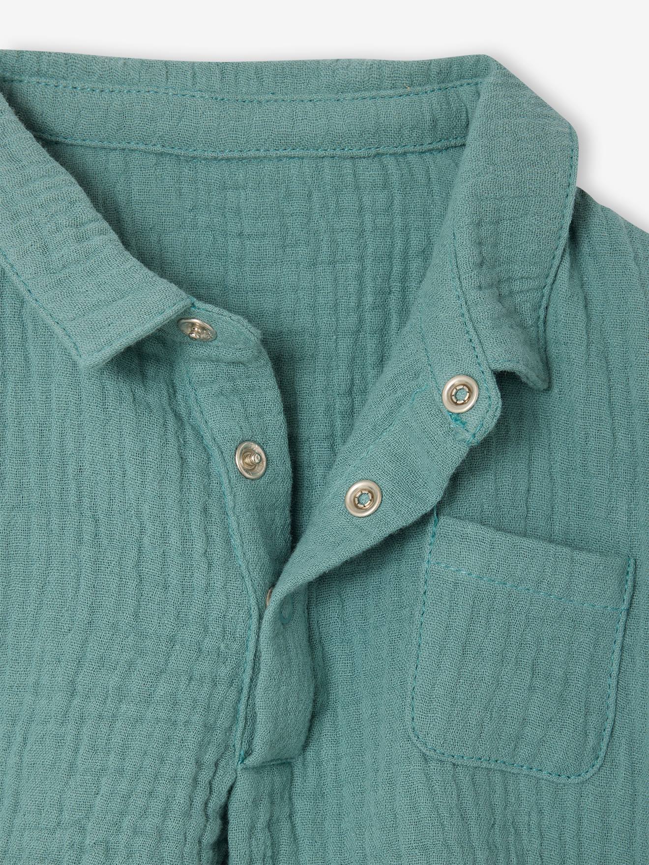 Thumbnail - Baby Kurzarm-Hemd aus Musselin mit Brusttasche