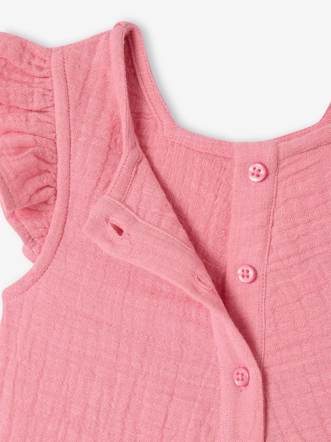 Thumbnail - Baby Kurzoverall mit Lochstickerei und Volantärmeln