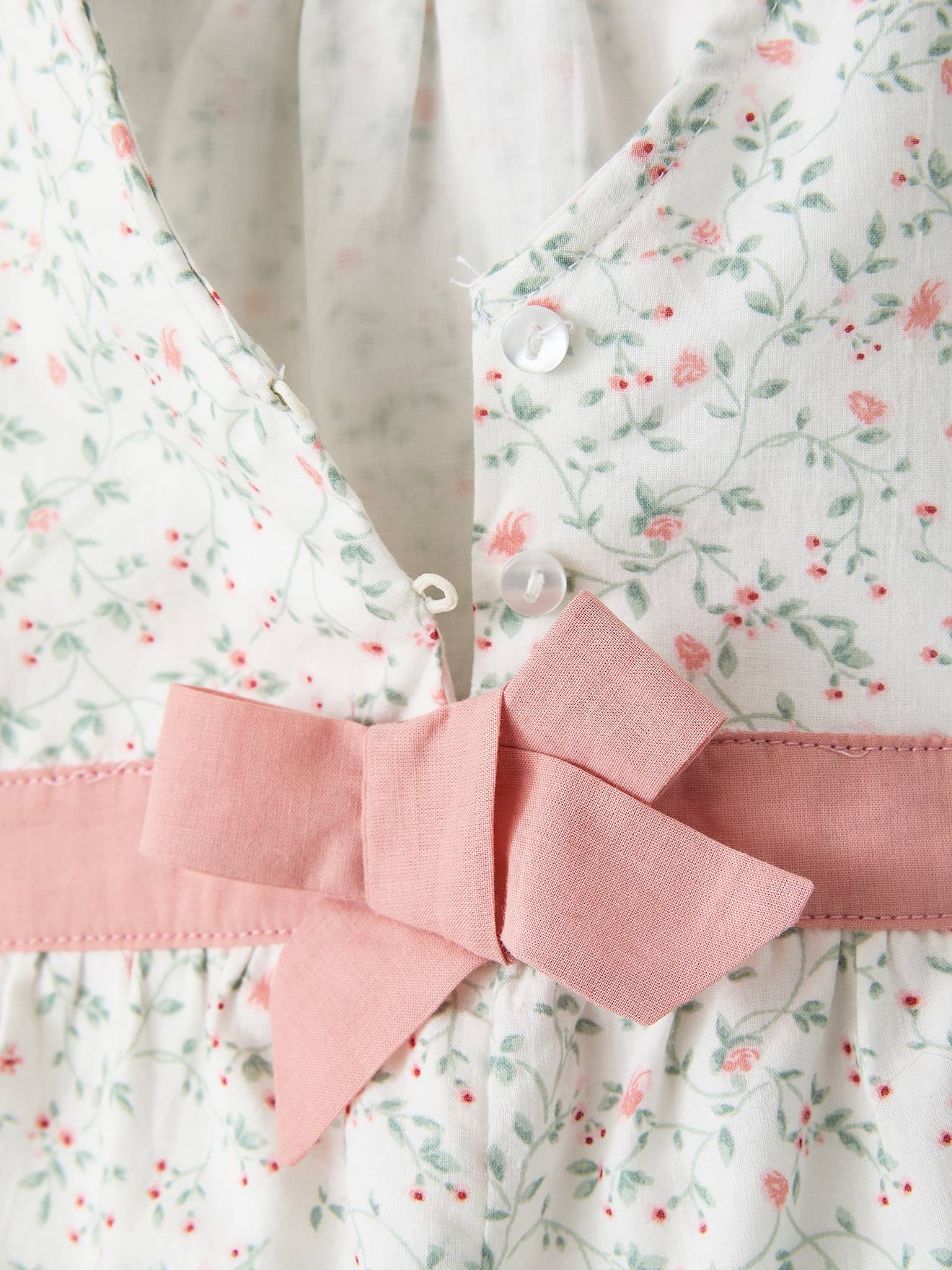 Thumbnail - Baby Kurzoverall mit Blumenmuster und Schleife