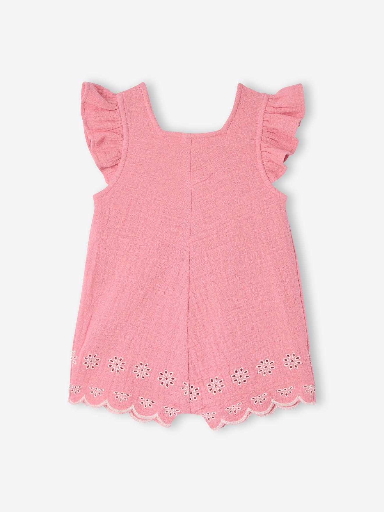 Thumbnail - Baby Kurzoverall mit Lochstickerei und Volantärmeln