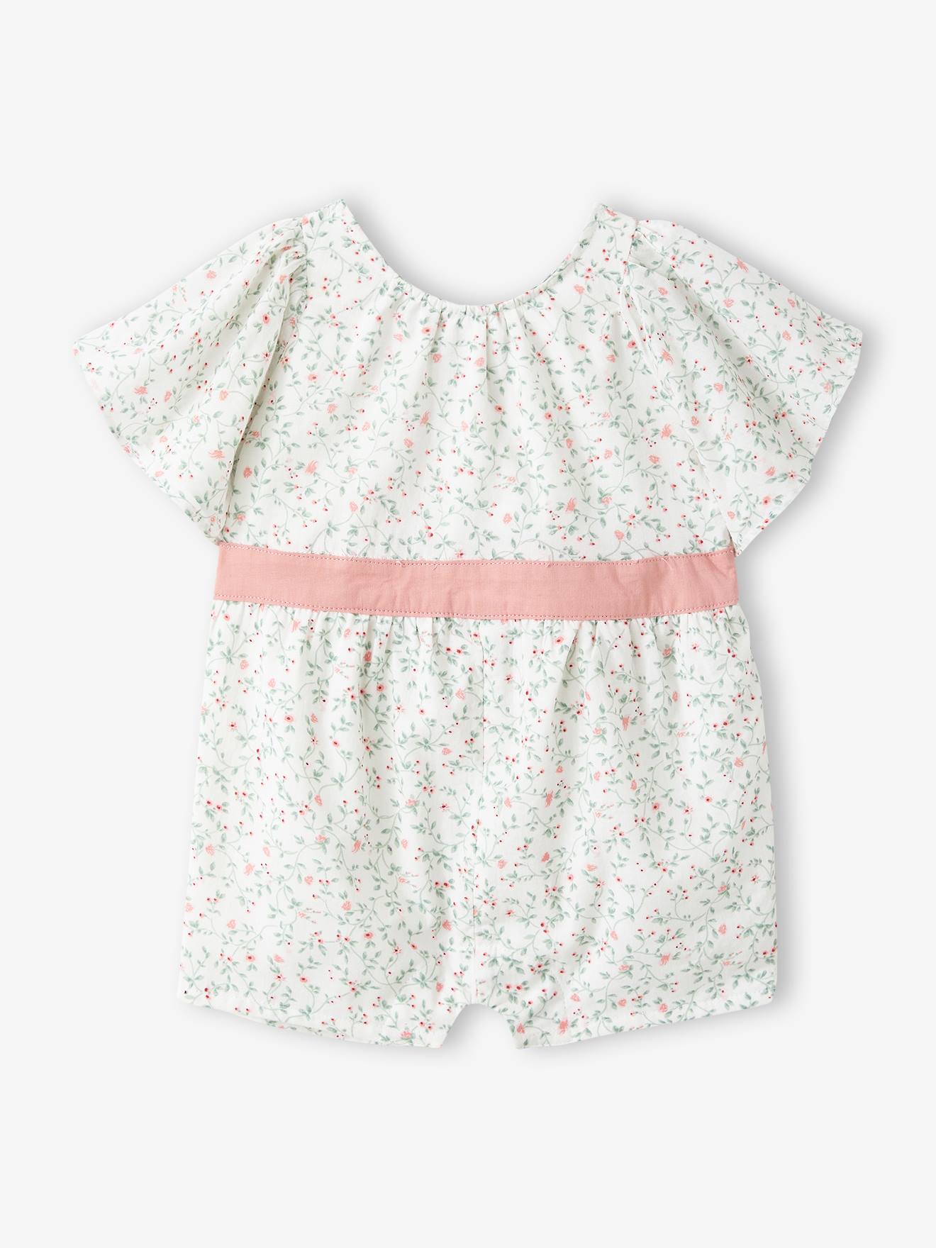 Baby Kurzoverall mit Blumenmuster und Schleife