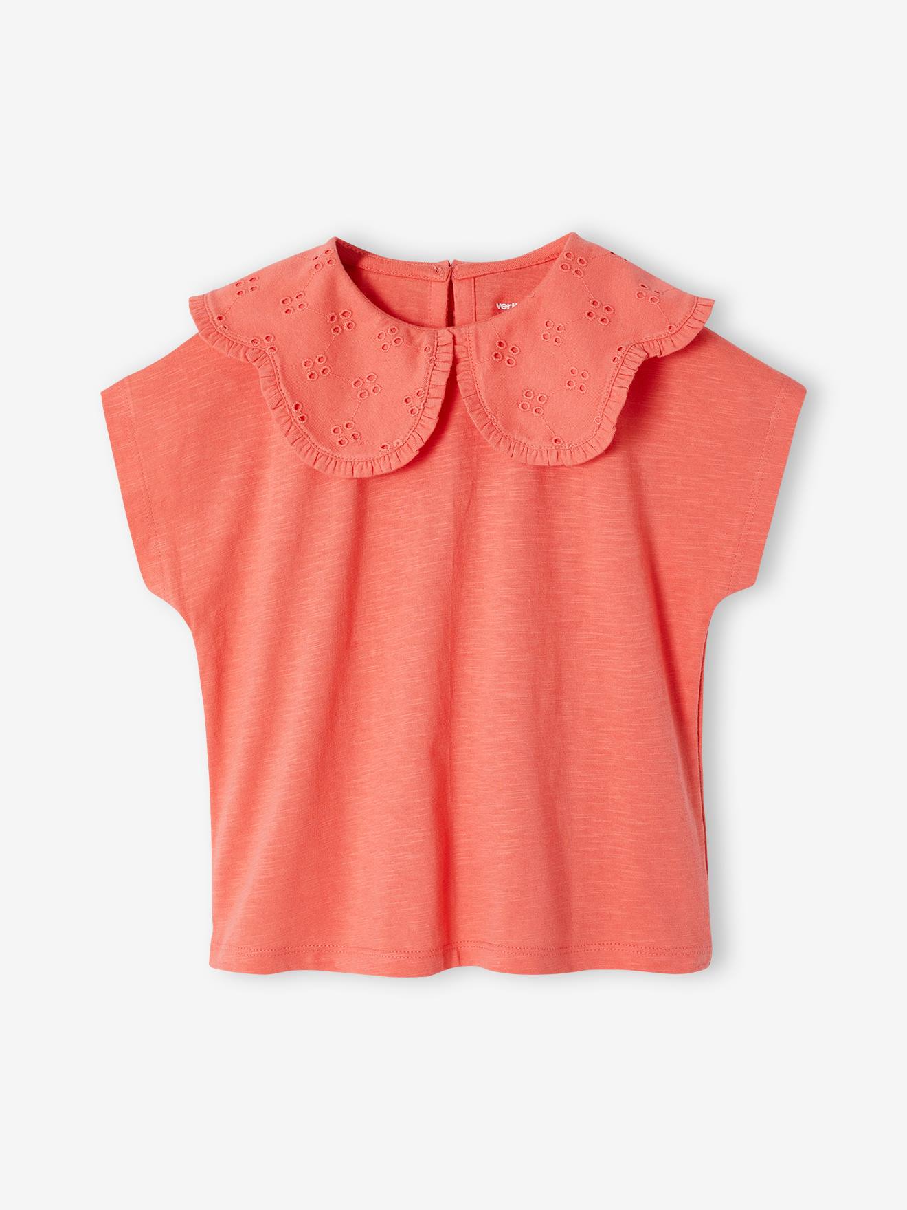 Mädchen T-Shirt mit besticktem Kragen