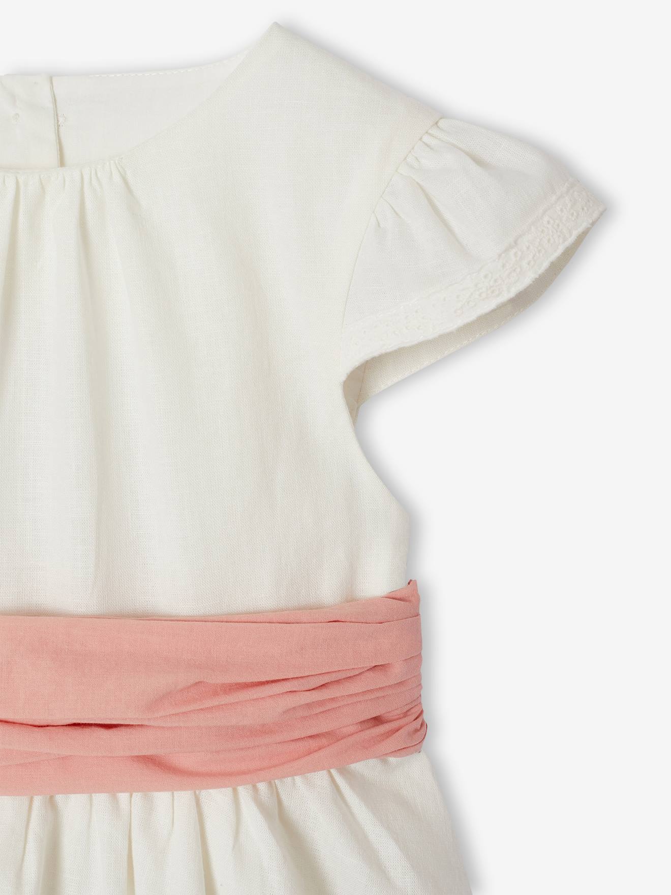 Thumbnail - Festliches Kleid mit Schleife Baumwoll-Leinen-Mix Mädchen