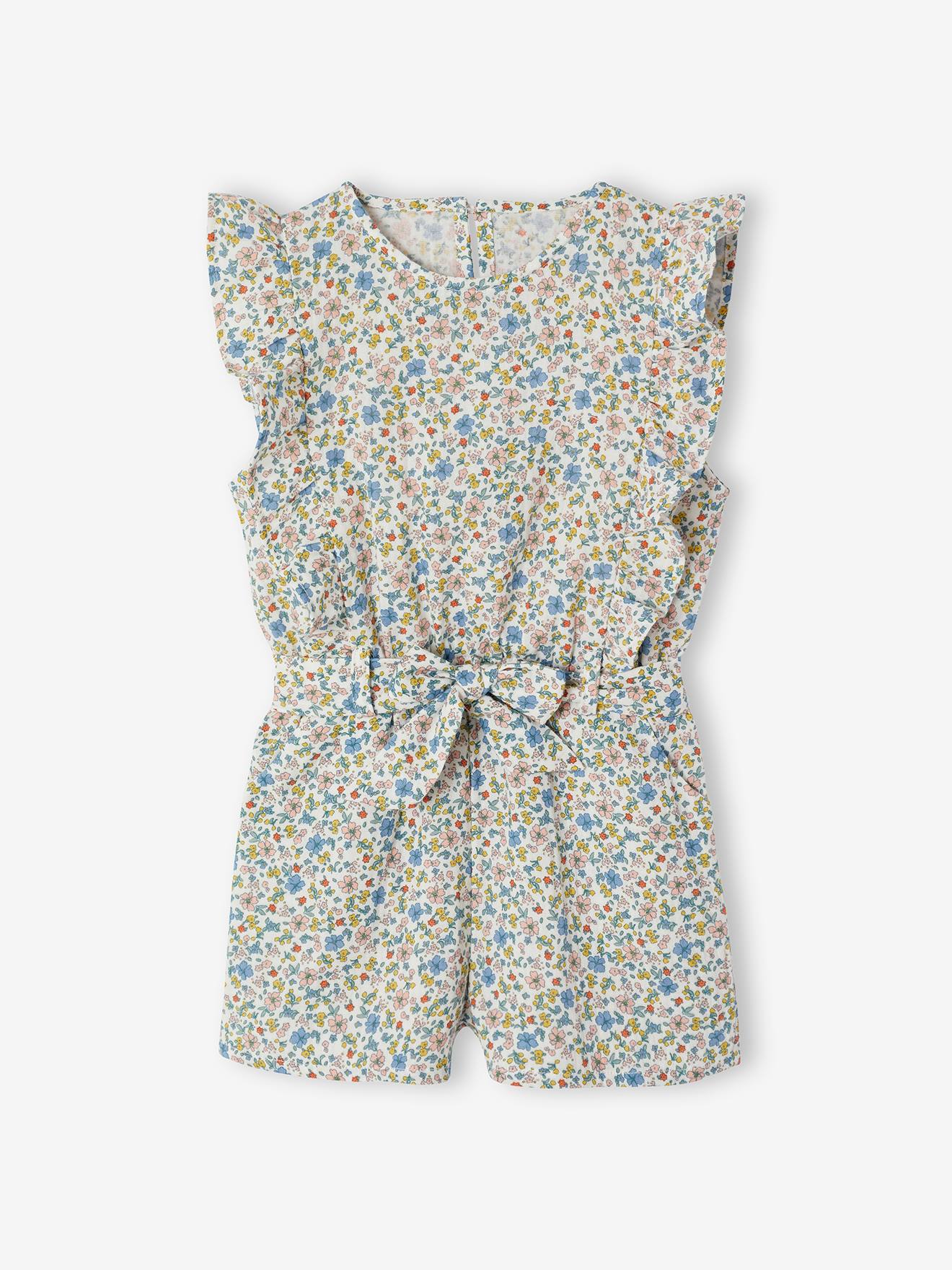 Vertbaudet Kurzer Mädchen Jumpsuit Mit Volants Wollweiß 98/104