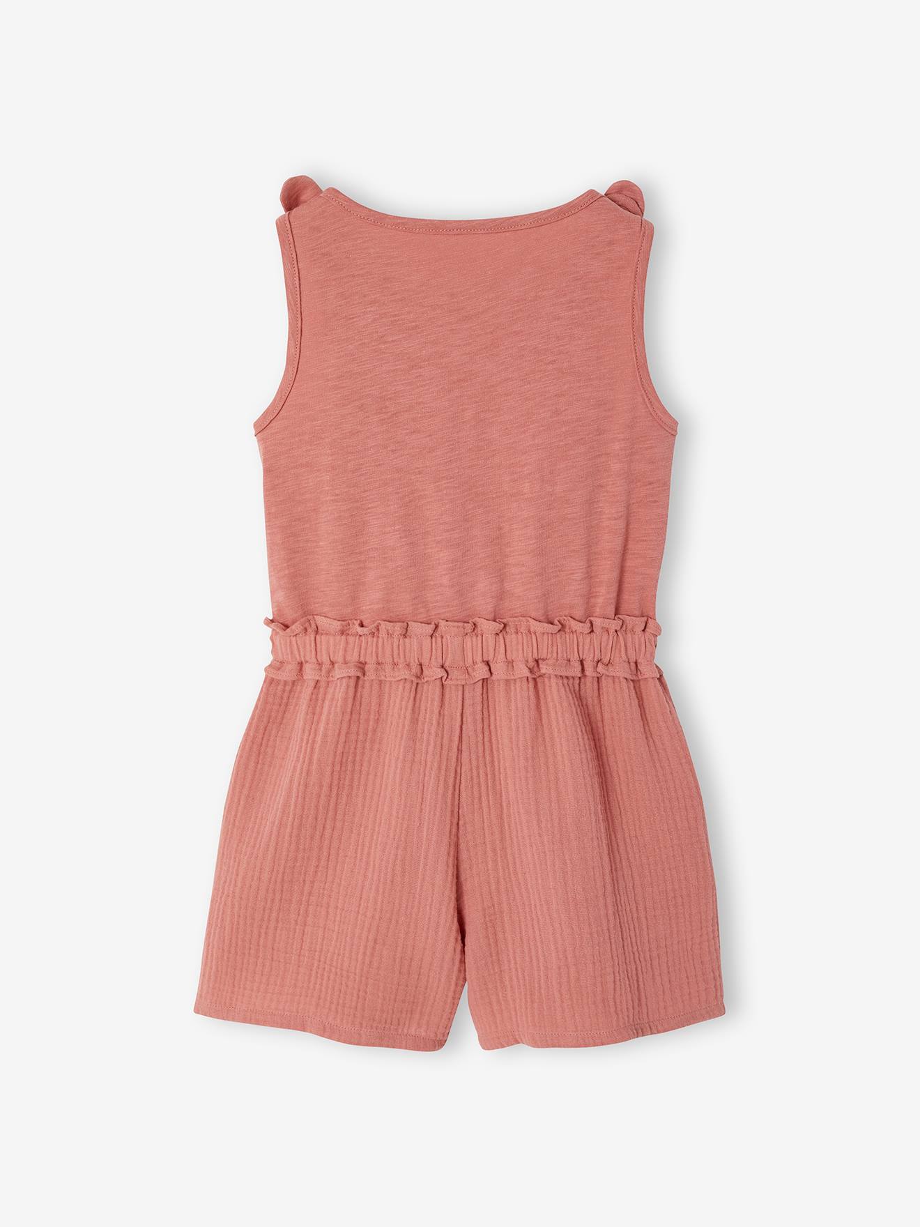 Thumbnail - Kurzer Mädchen Jumpsuit aus Materialmix