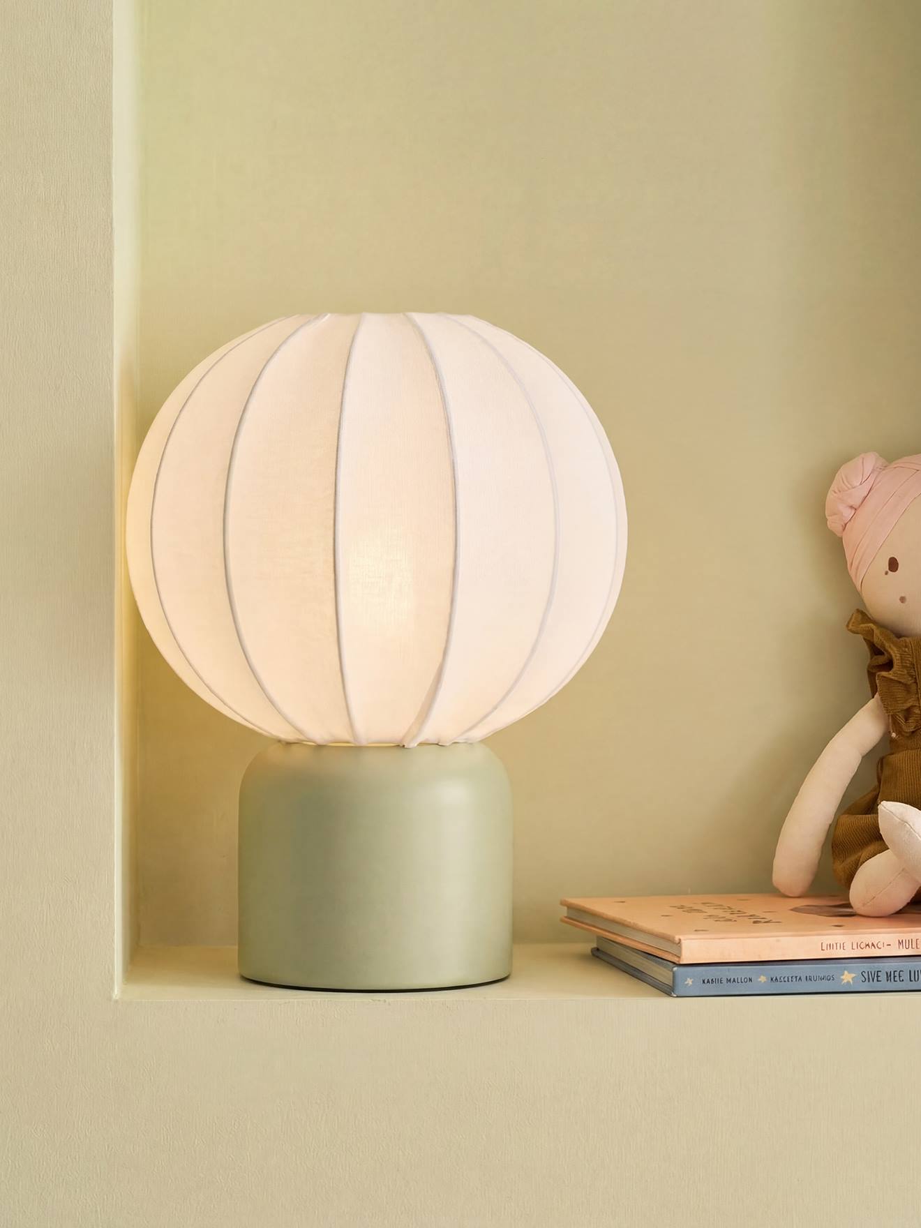 Vertbaudet Tischlampe Kugelform Mit Metallfuß Kinderzimmer Salbei Salbeigrün Einheitsgröße