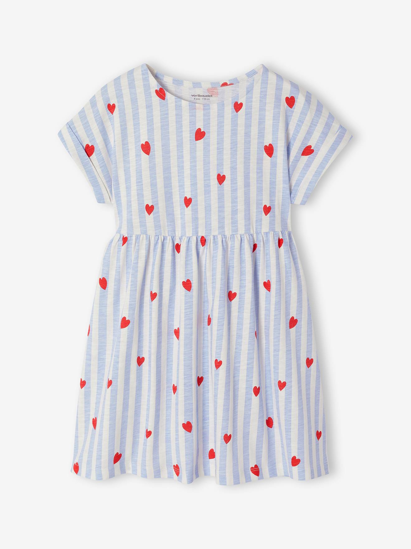 Gestreiftes Jersey-Kleid mit kurzen Ärmeln Mädchen