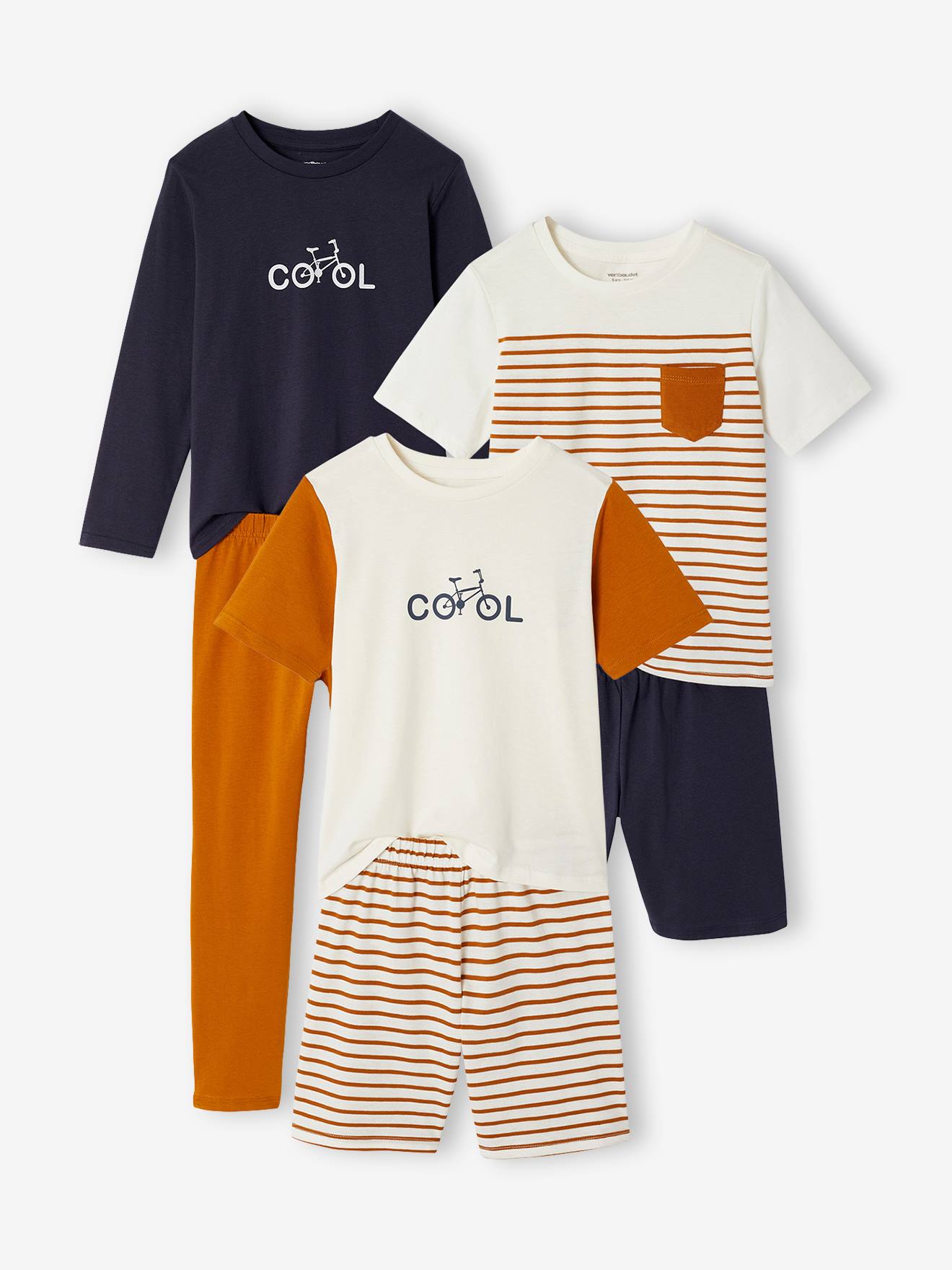 3er-Pack Schlafanzüge COOL, kurz & lang, Kinder karamell Gr. 140 von vertbaudet