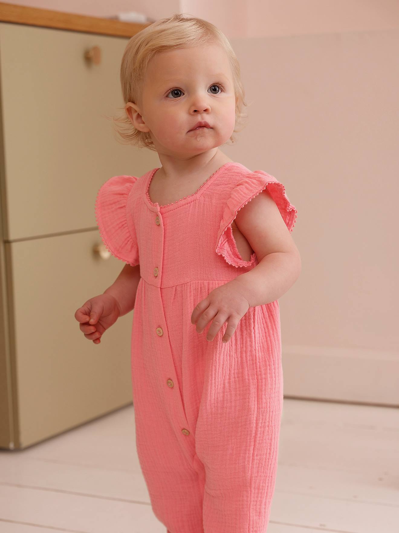 Overall Baby Mädchen Musselin Volantärmel