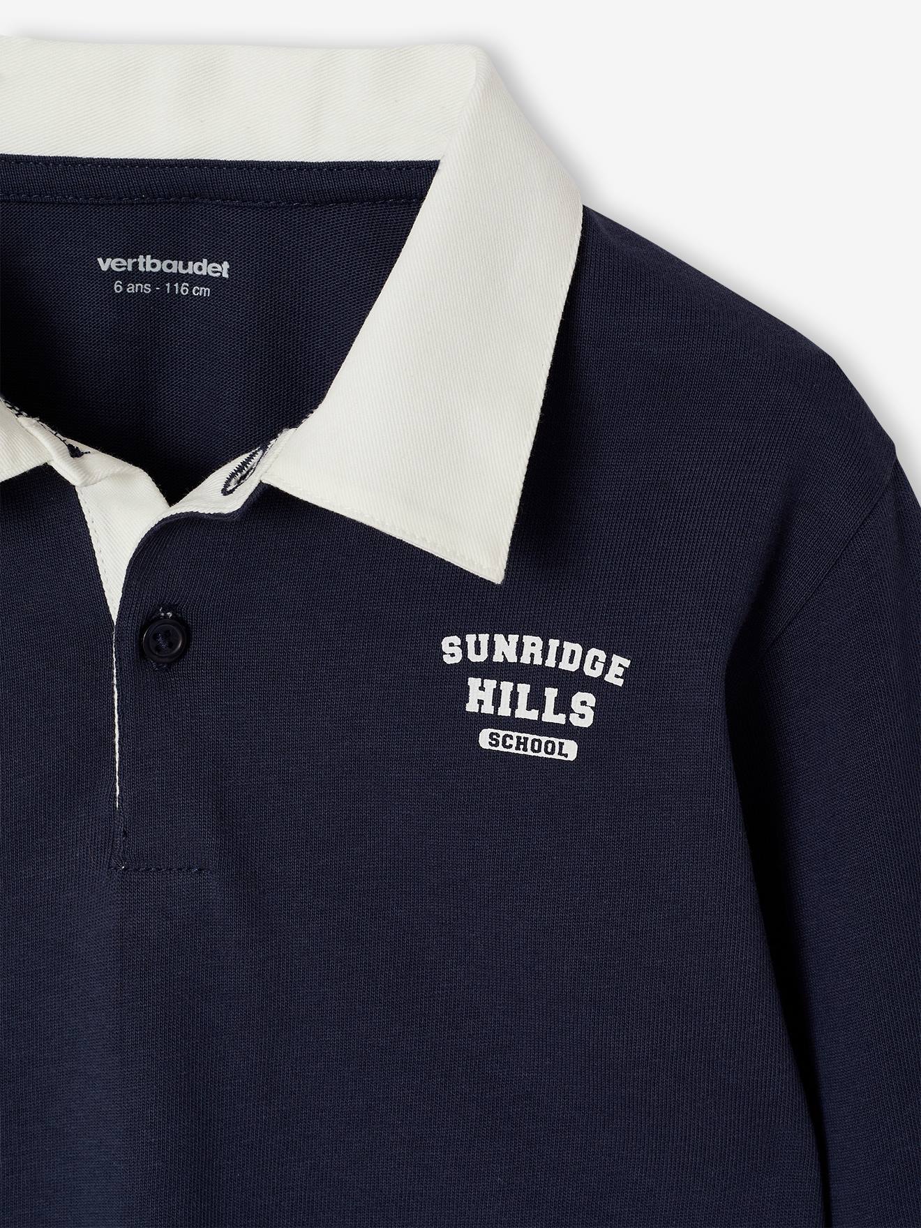 Thumbnail - Gestreiftes Jungen Poloshirt mit Kontrast-Kragen