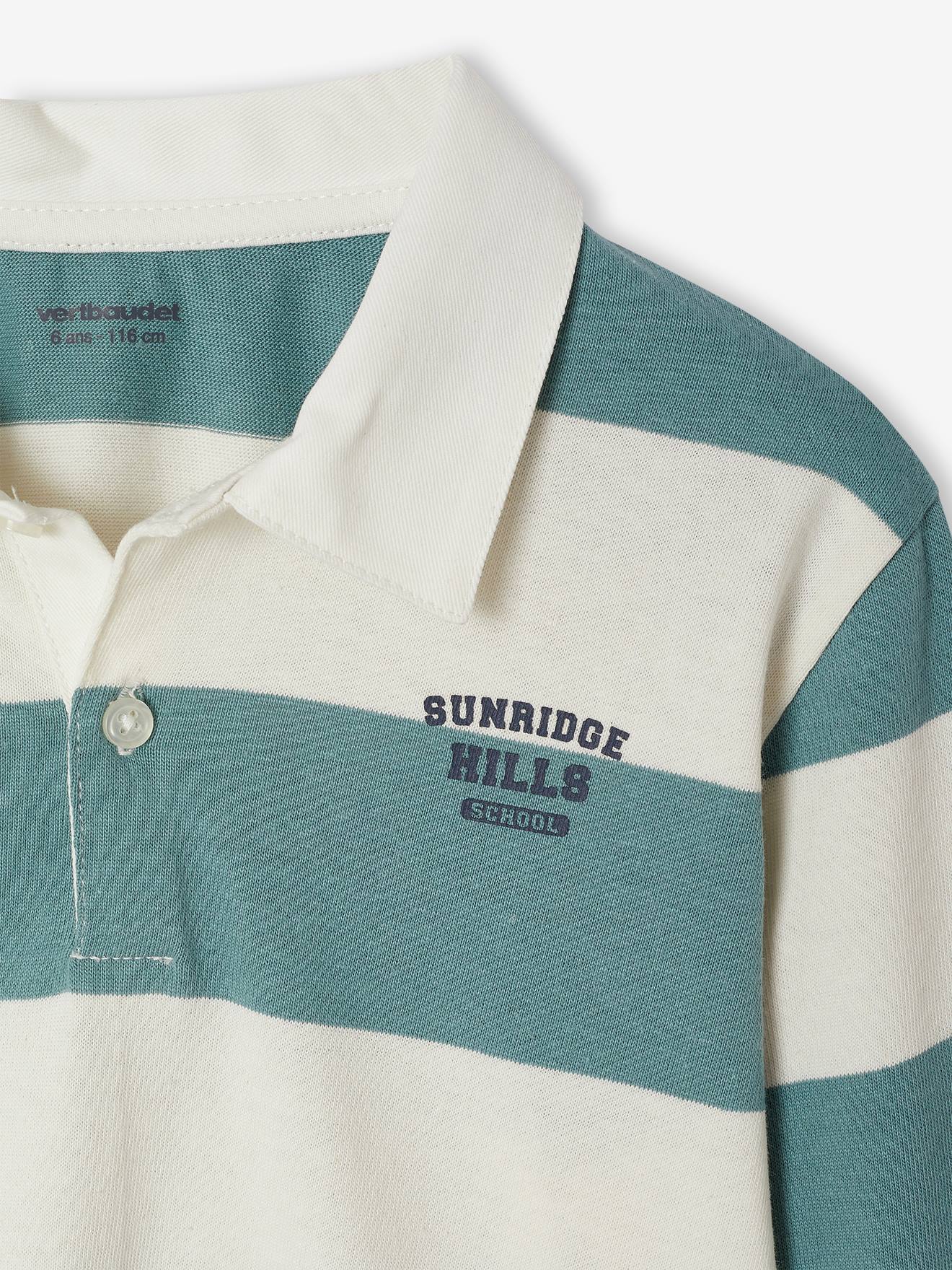 Thumbnail - Gestreiftes Jungen Poloshirt mit Kontrast-Kragen