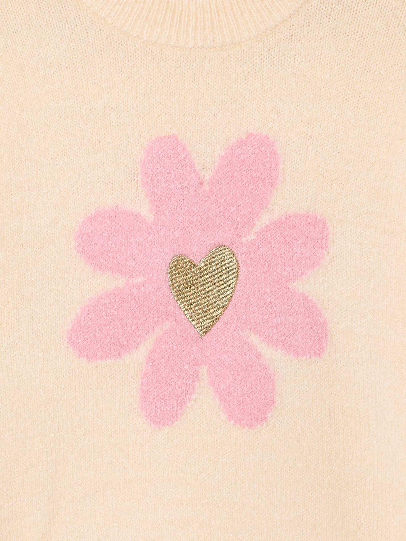 Thumbnail - Pullover mit Blumenmotiv mit gesticktem Herz Mädchen vanille