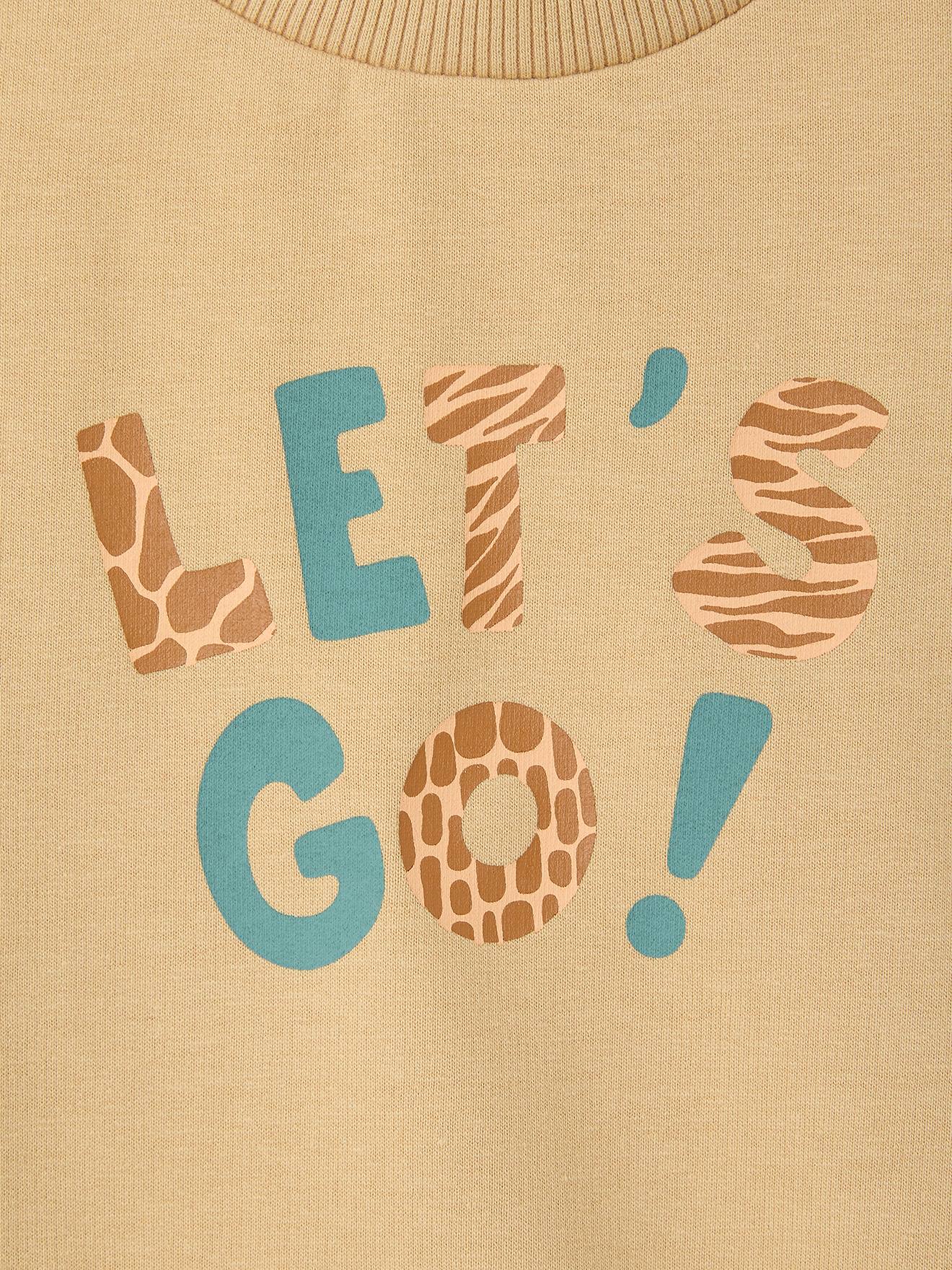 Thumbnail - Baby Sweatshirt mit Print LET'S GO cappuccino