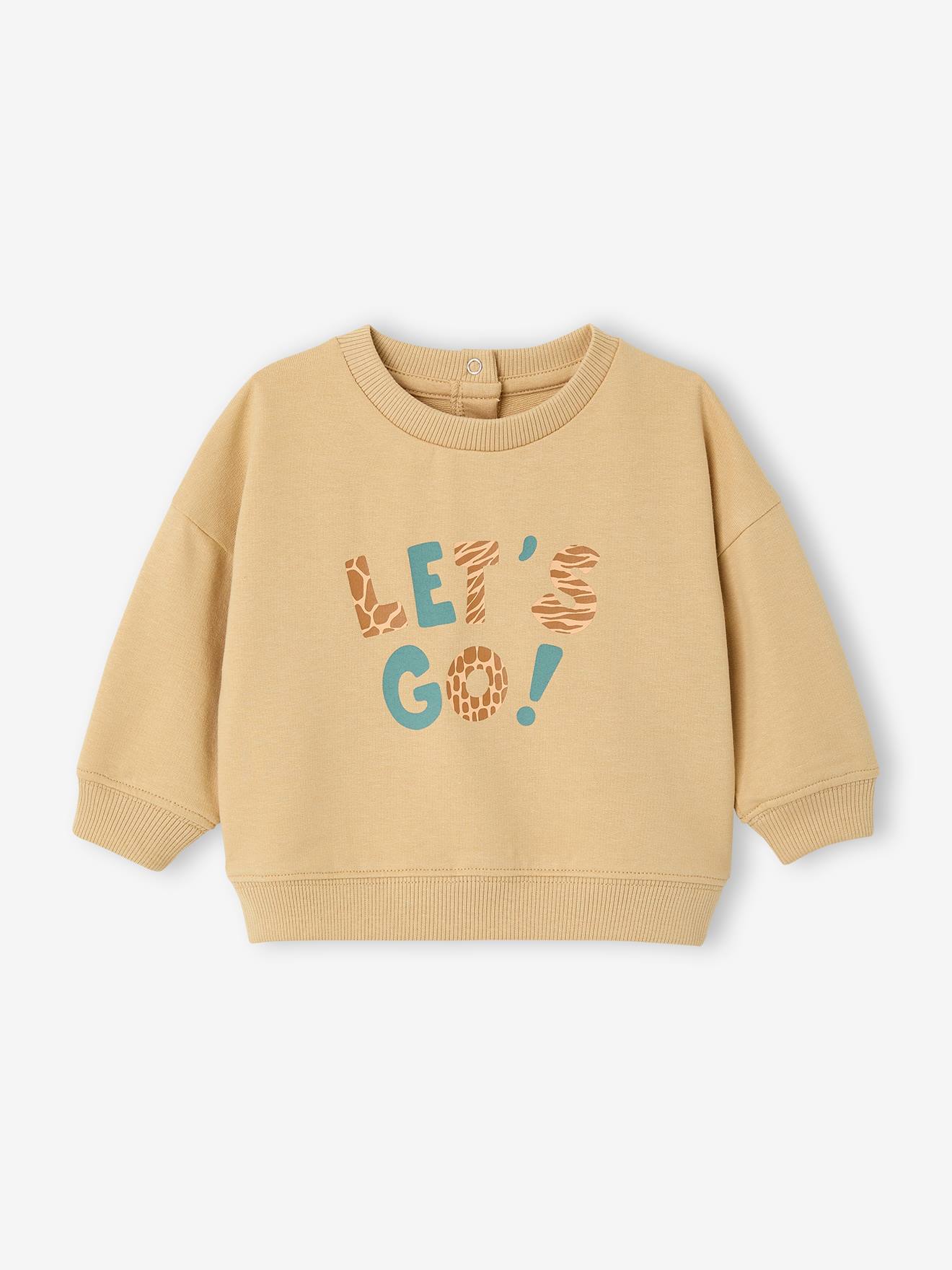 Baby Sweatshirt mit Print LET'S GO cappuccino
