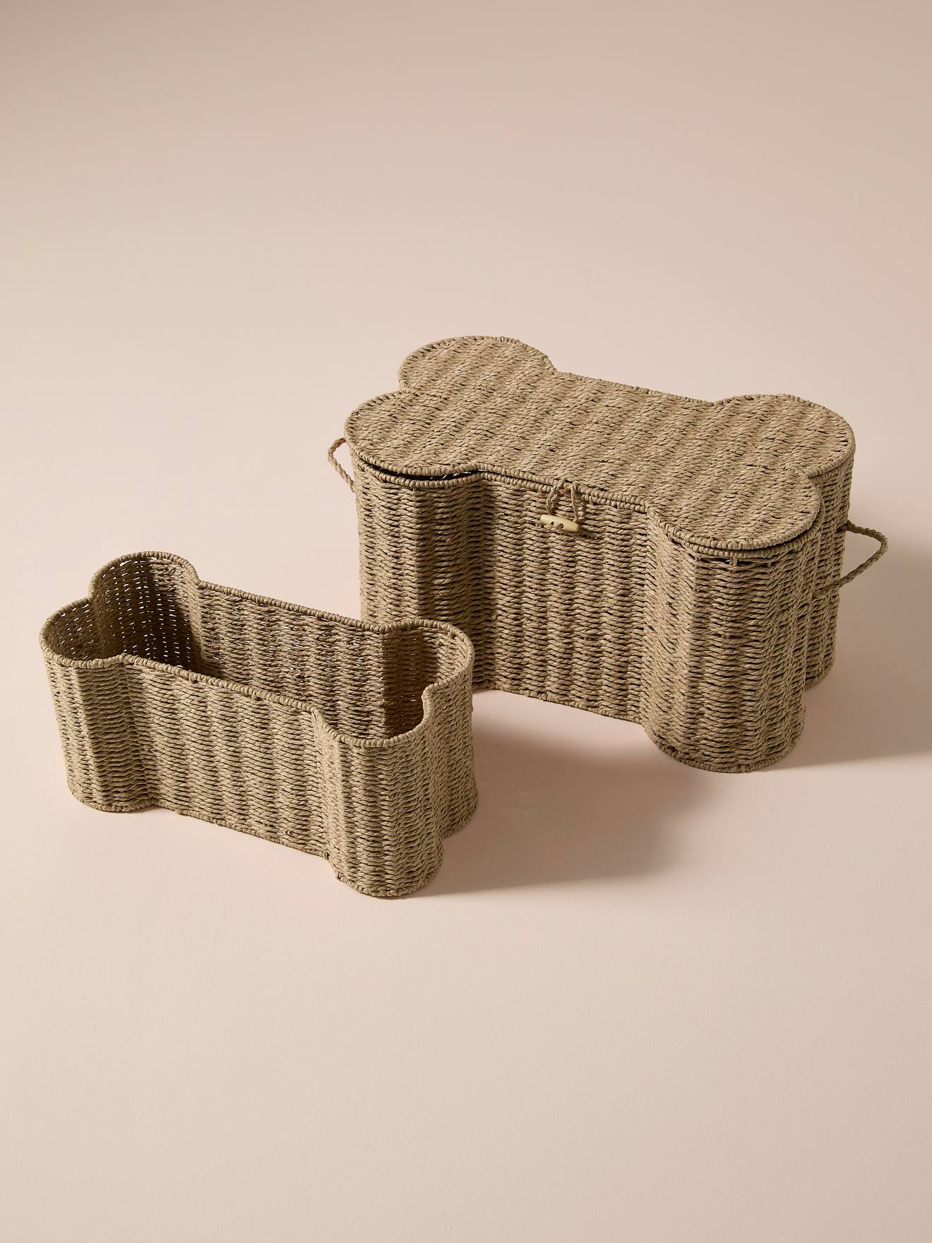 Vertbaudet 2Er-Set Hundespielzeug-Aufbewahrungsboxen In Knochenform Beige Einheitsgröße