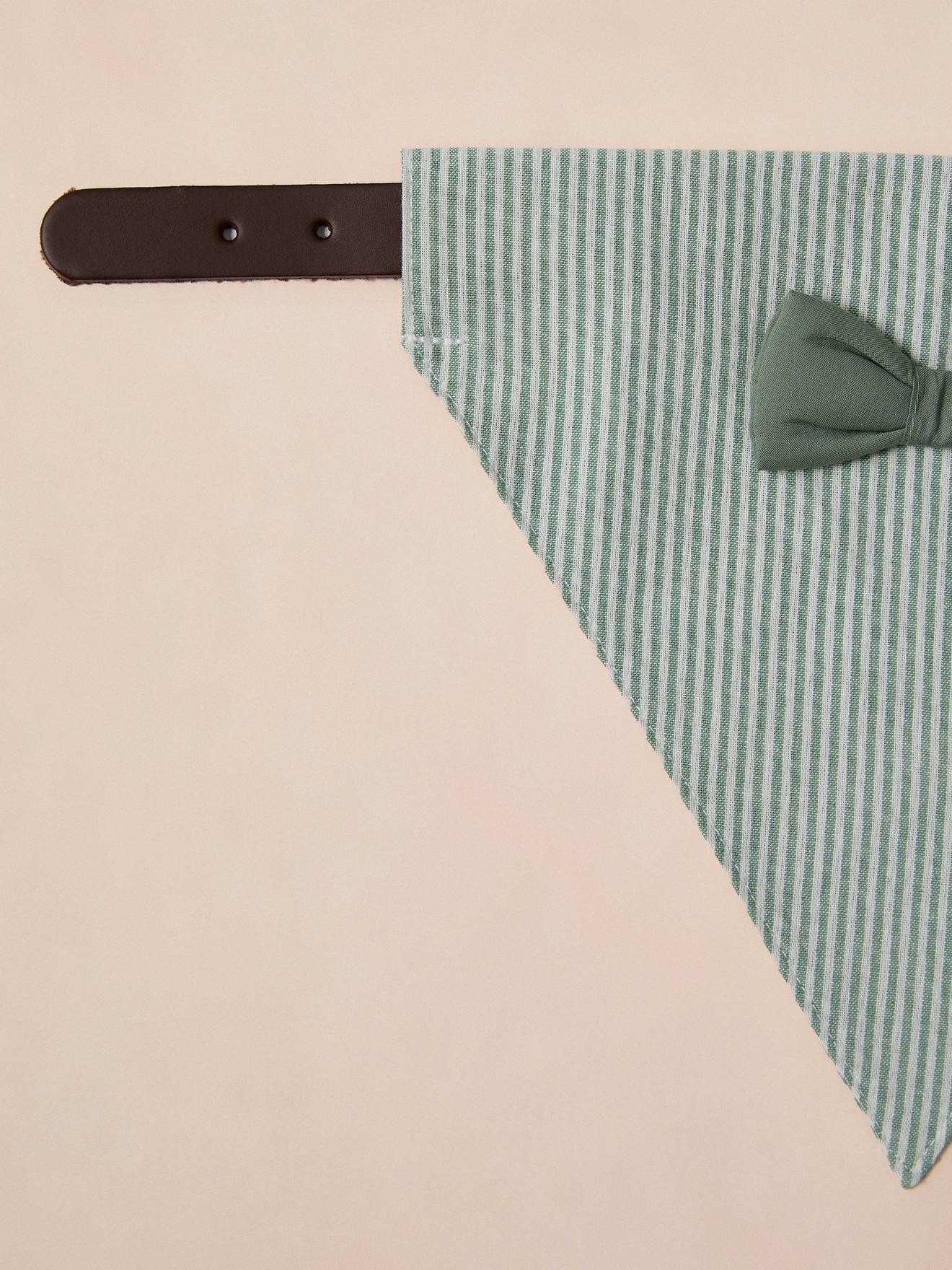 Thumbnail - Gestreiftes Hunde-Bandana aus Baumwolle salbei