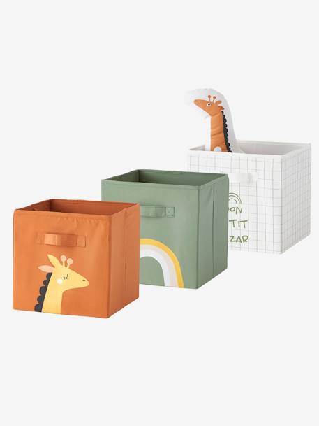 Kinderzimmer 3er-Set Aufbewahrungsboxen „Tansania“ - orange/grün/weiß - 1