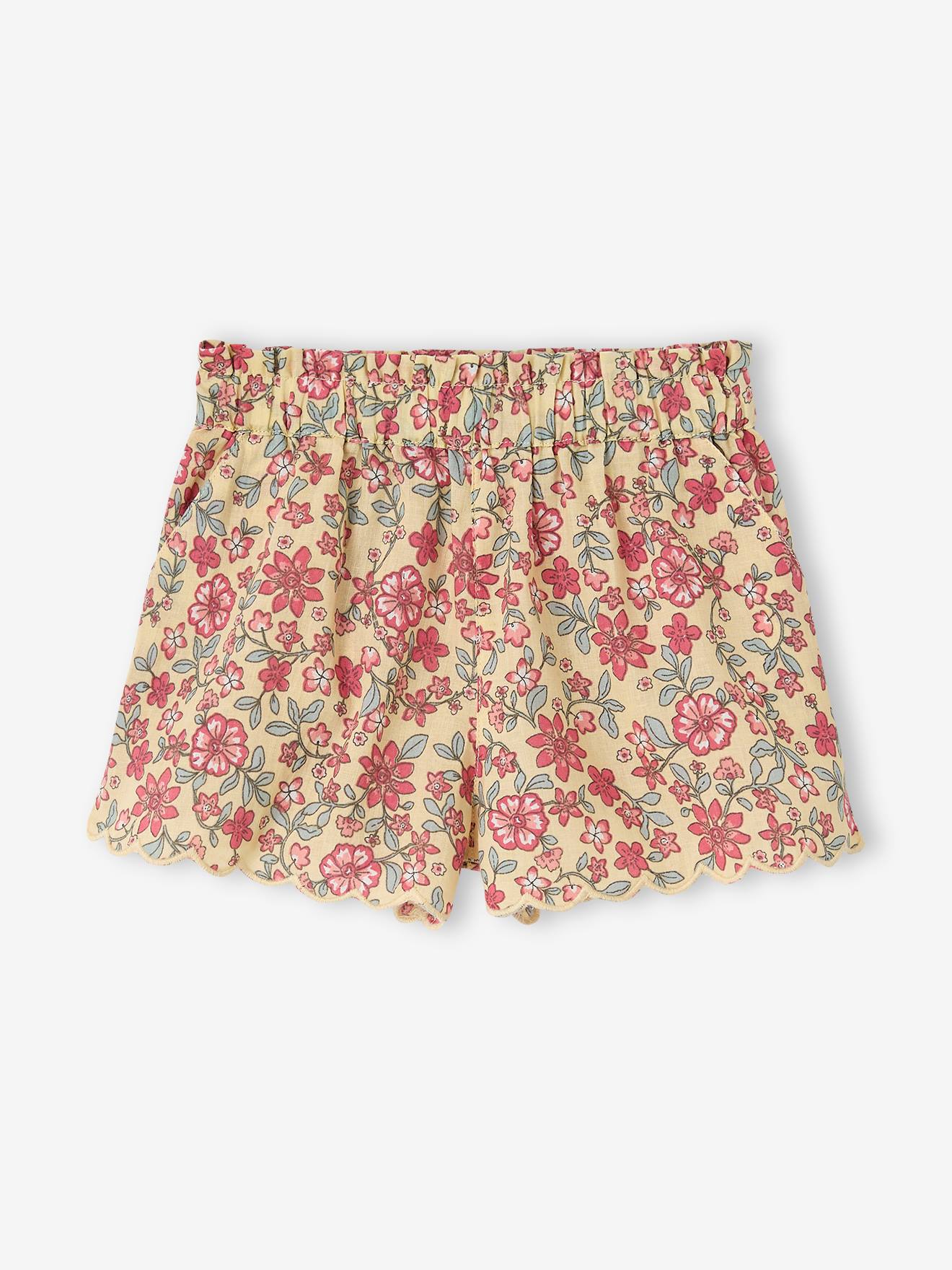 Shorts Mädchen Baby mit Dehnbund und Blumenmuster