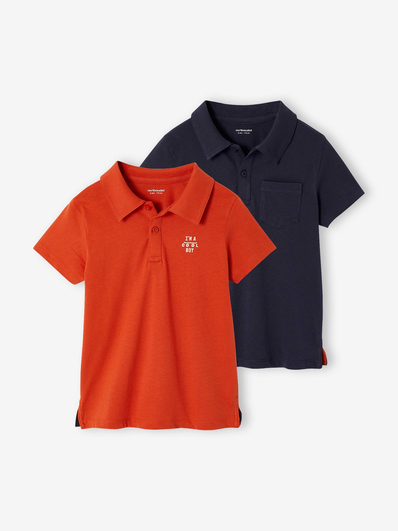 2er-Pack Jungen Poloshirts, Kurzarm orange Gr. 116 von vertbaudet
