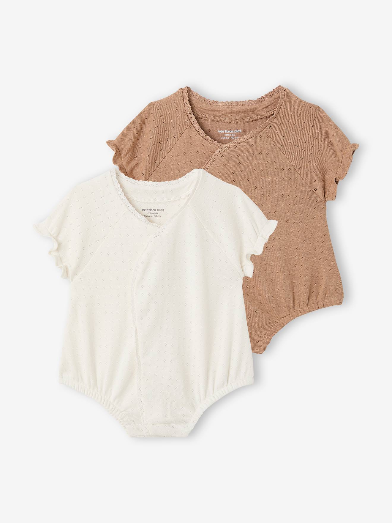 2er-Pack Baby Bodys aus Pointelle-Jersey mit Spitze