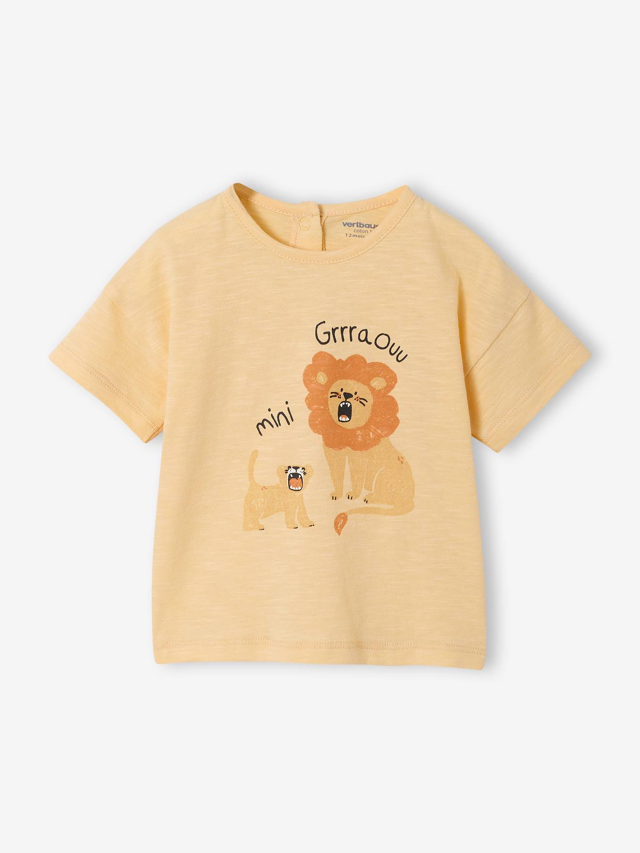 Baby T-Shirt mit Tier-Motiven, Bio-Baumwolle gelb löwe Gr. 92/98 von vertbaudet