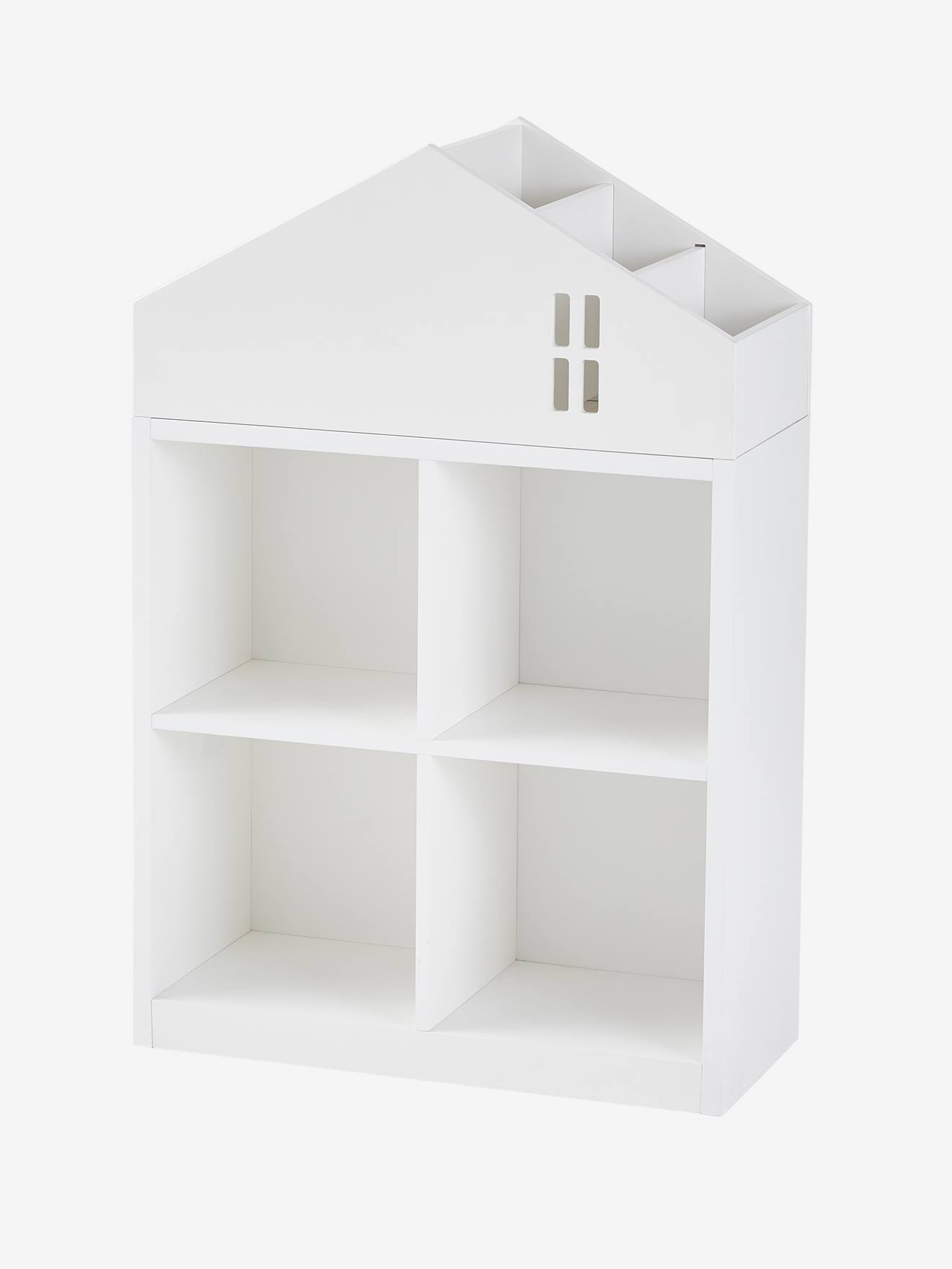 vertbaudet Kinder Regal in Haus-Form CASAS mit 4 Fächern in weiß