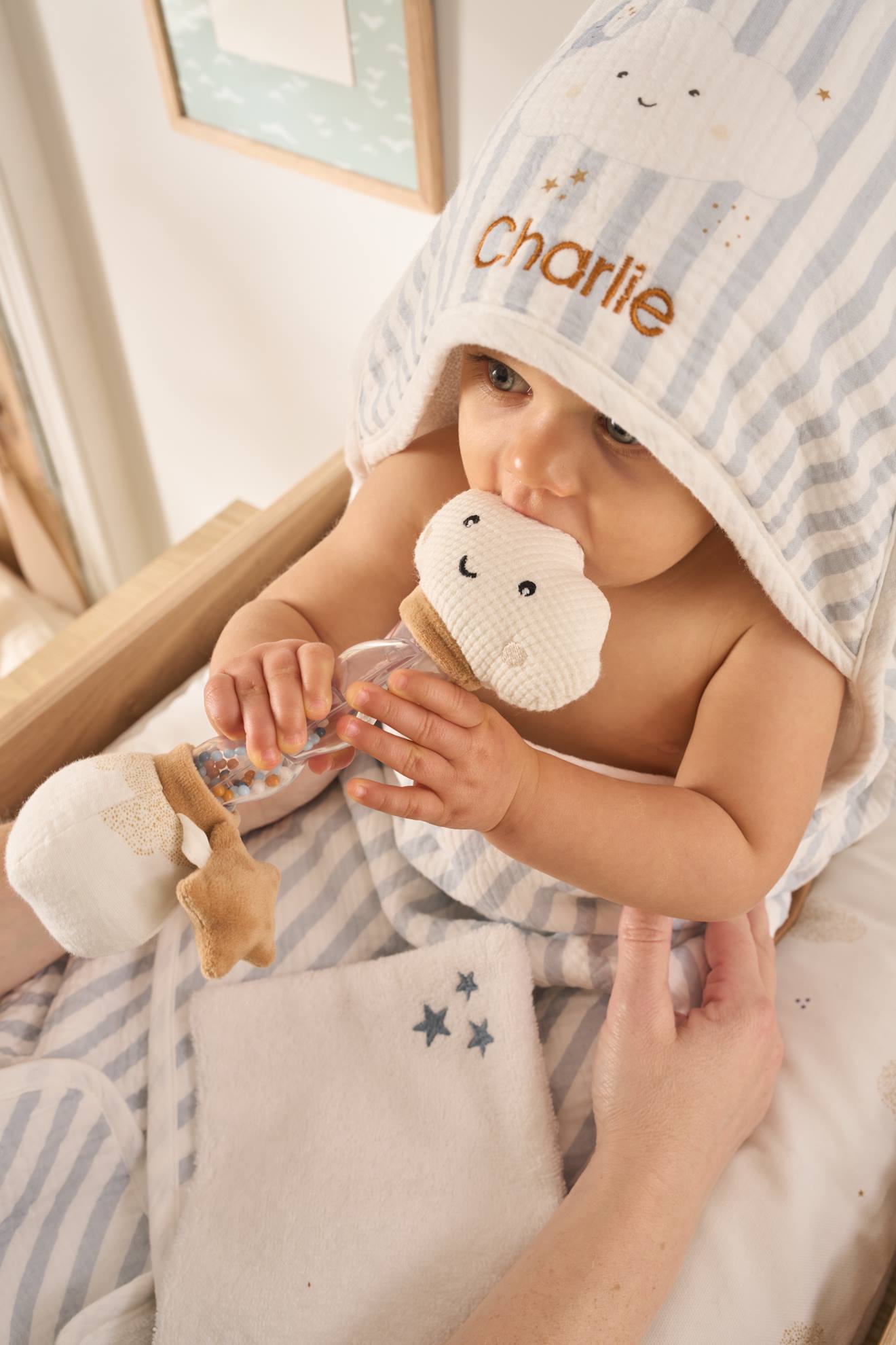 Vertbaudet Regenmacher Baby Wolke Weiß Einheitsgröße