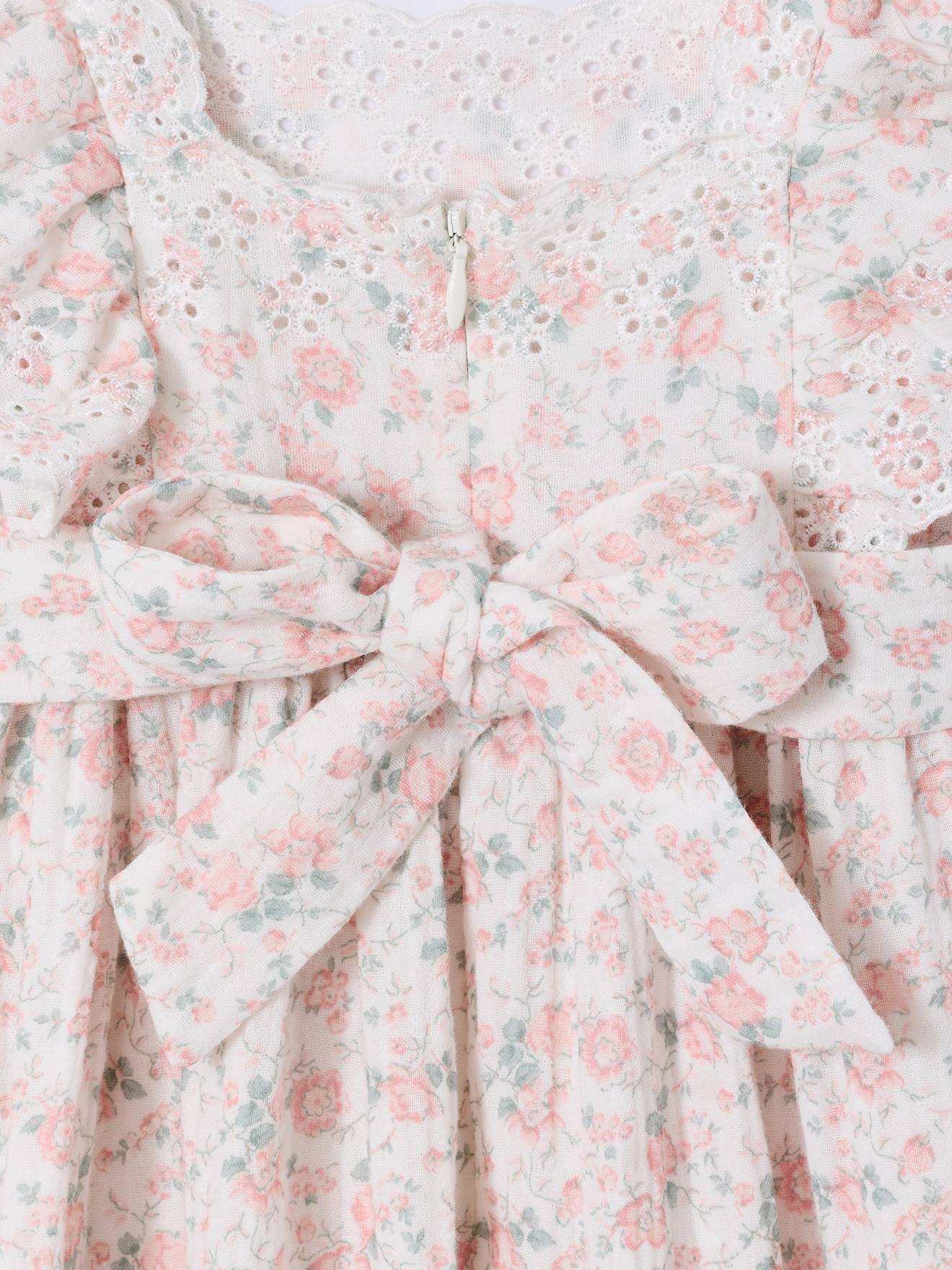 Thumbnail - Festliches Mädchen Musselinkleid mit bestickten Ärmeln hell