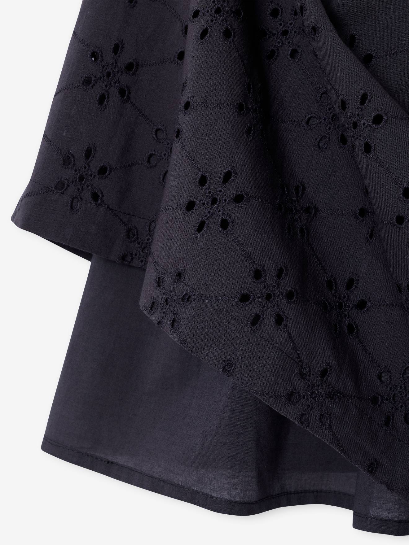 Thumbnail - Mädchen Kleid mit Volant-Trägern und Lochstickerei