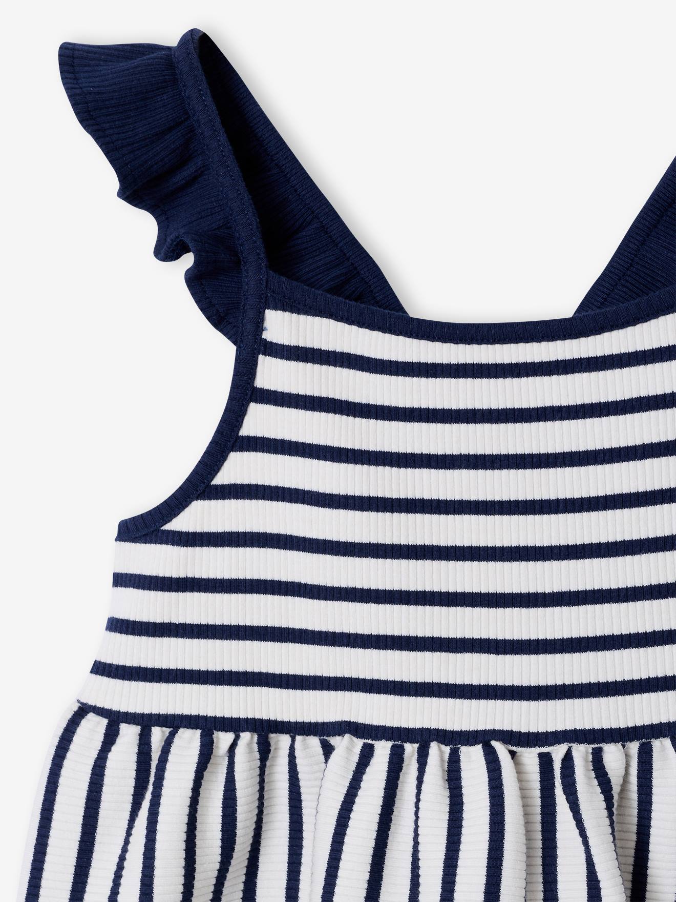 Thumbnail - Mädchen Kleid mit Volant-Trägern aus Rippjersey