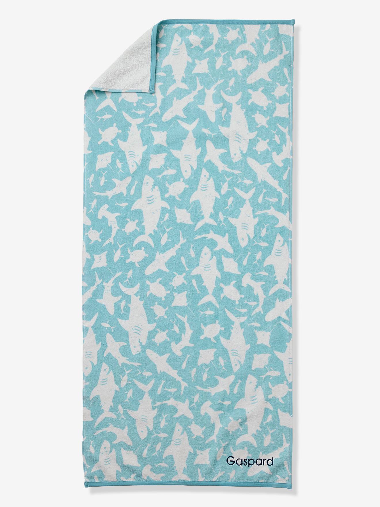 Vertbaudet Kinder Badetuch Mit Recycling-Baumwolle Blau Bedruckt 70X140