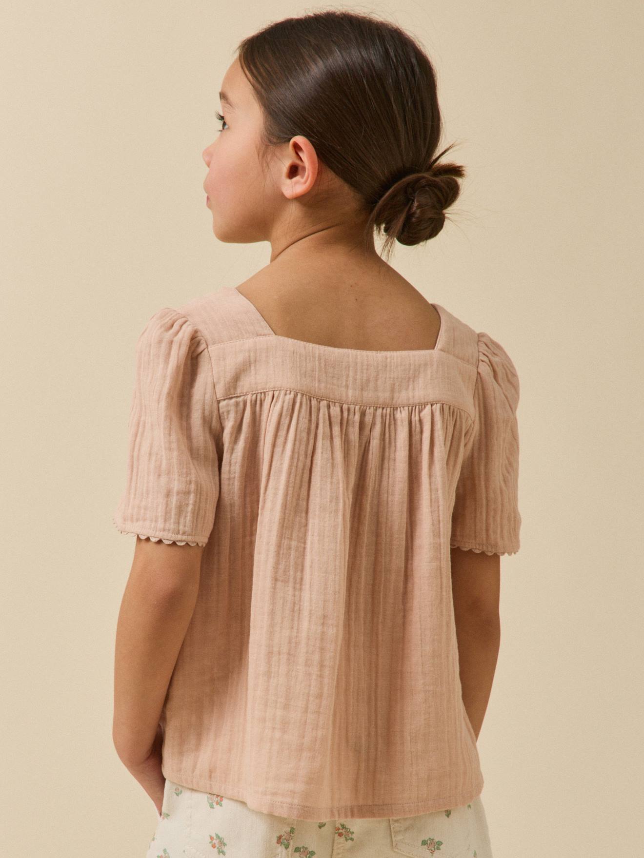 Thumbnail - Bluse aus Musselin Mädchen CYRILLUS Bio-Baumwolle hell