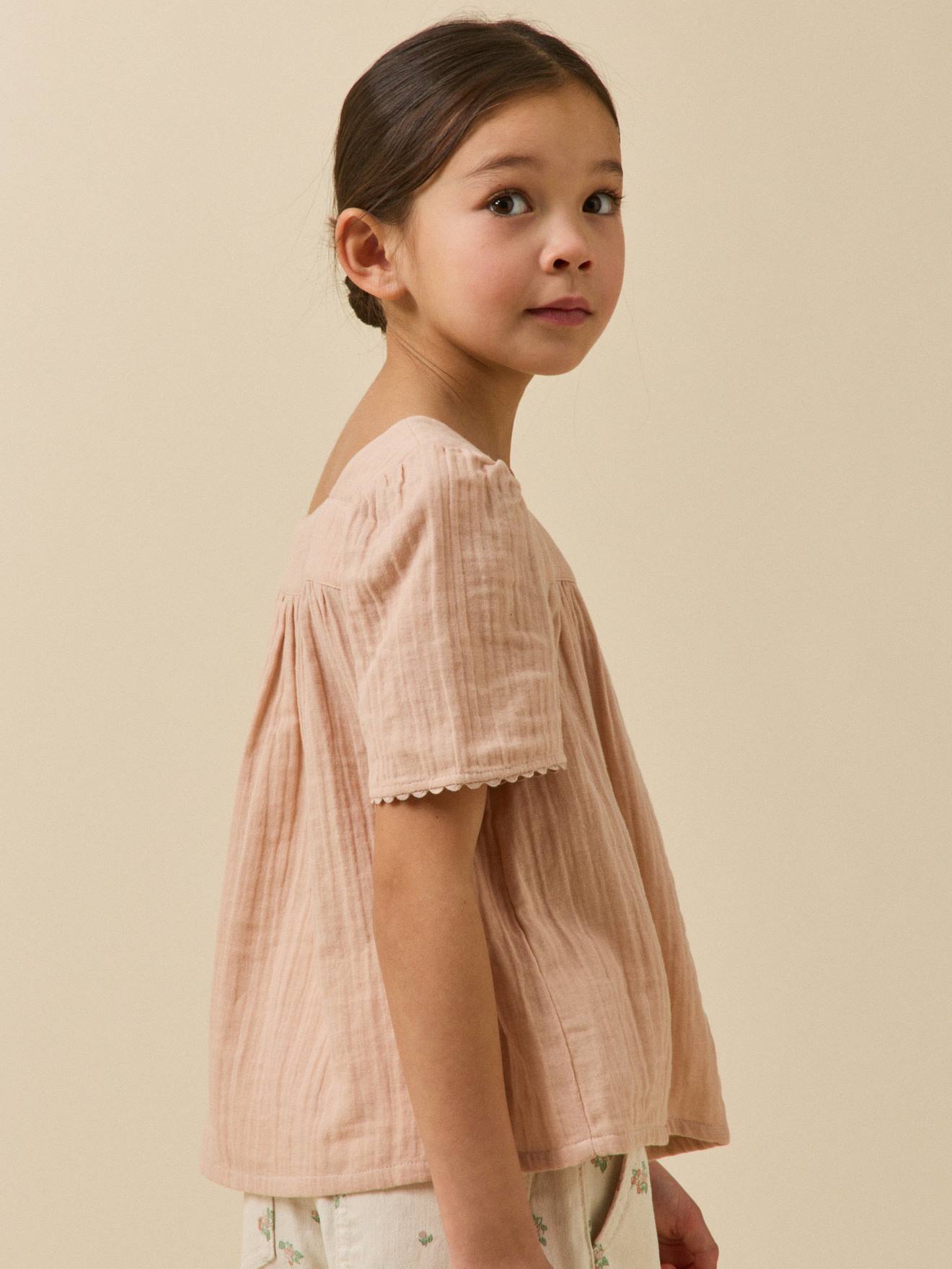 Thumbnail - Bluse aus Musselin Mädchen CYRILLUS Bio-Baumwolle hell