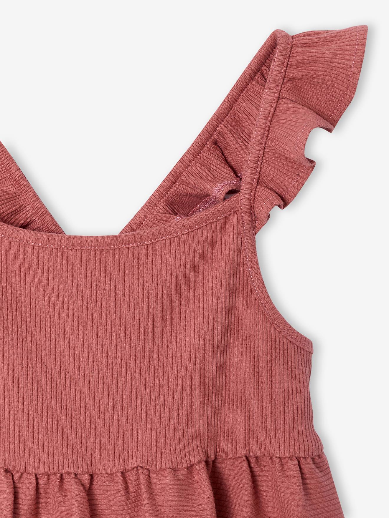 Thumbnail - Mädchen Kleid mit Volant-Trägern aus Rippjersey