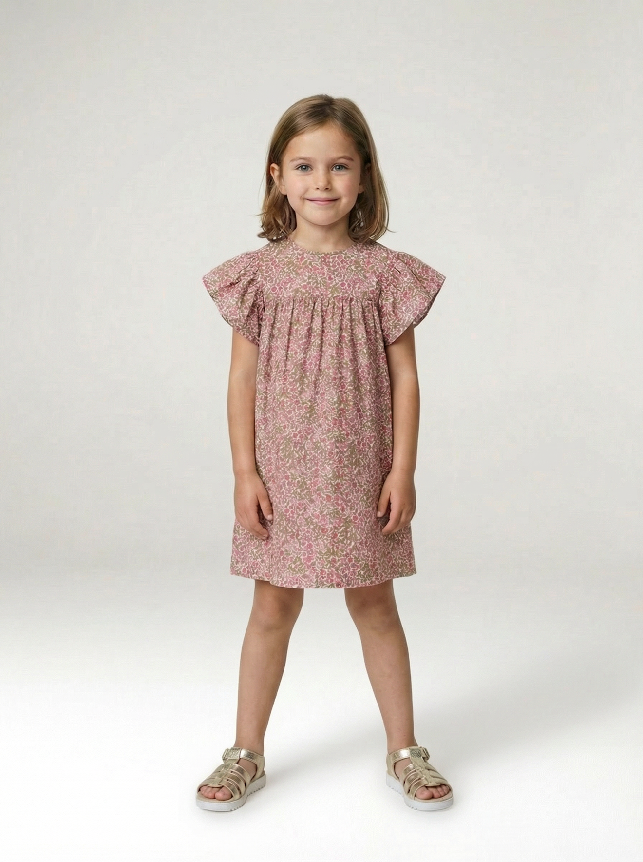 Kurzärmeliges Kleid mit Volantärmeln Mädchen