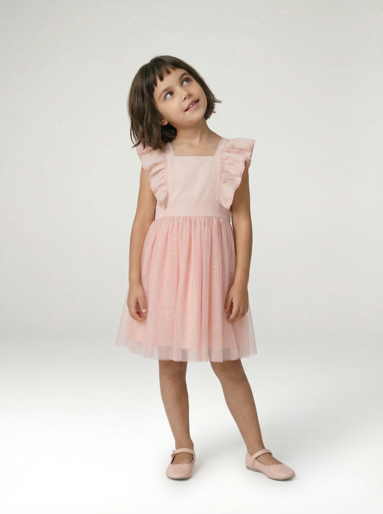Vertbaudet Festliches Mädchen Volantkleid Hellrosa 98/104