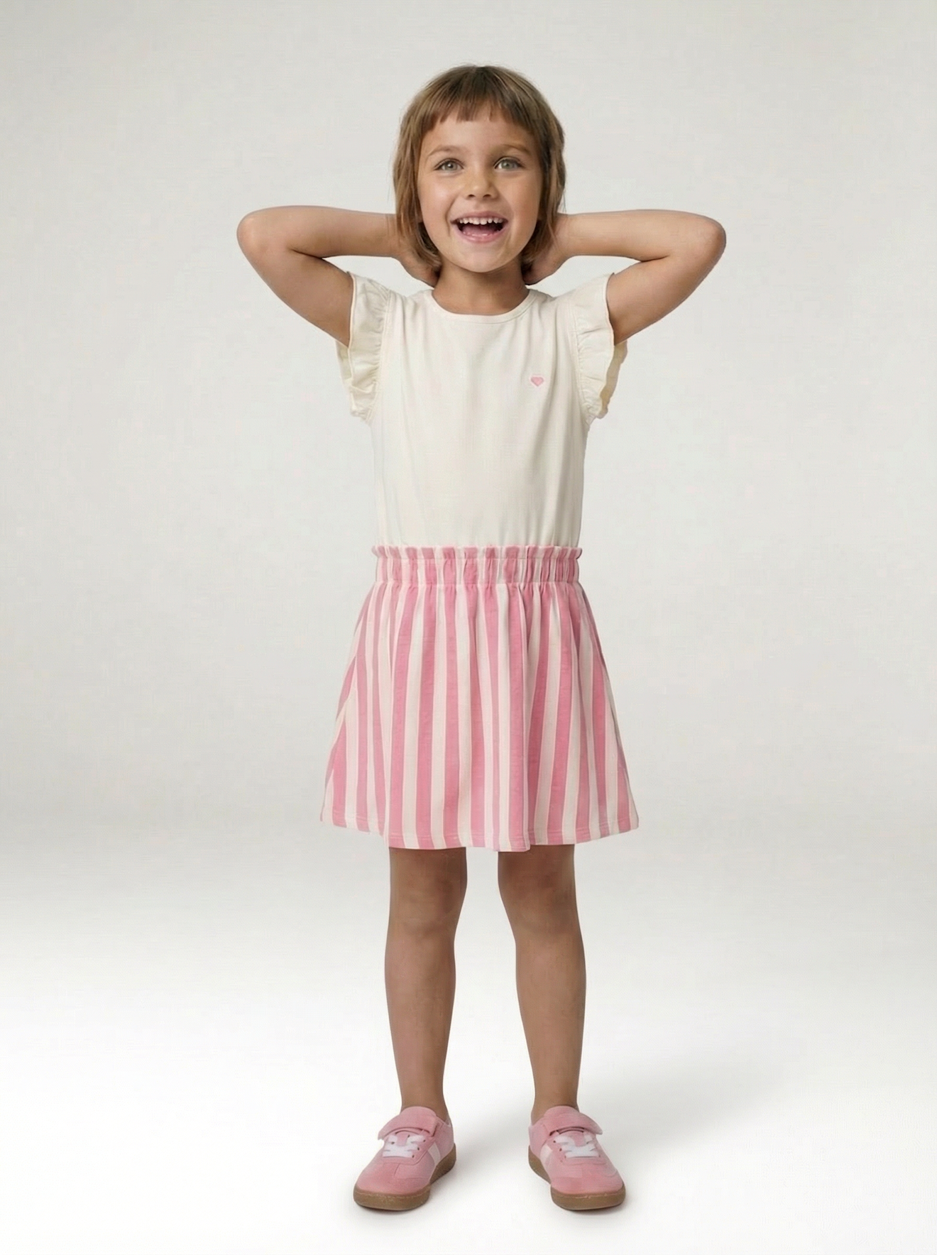 Mädchen 2-in-1-Kleid rosa Gr. 98/104 von vertbaudet