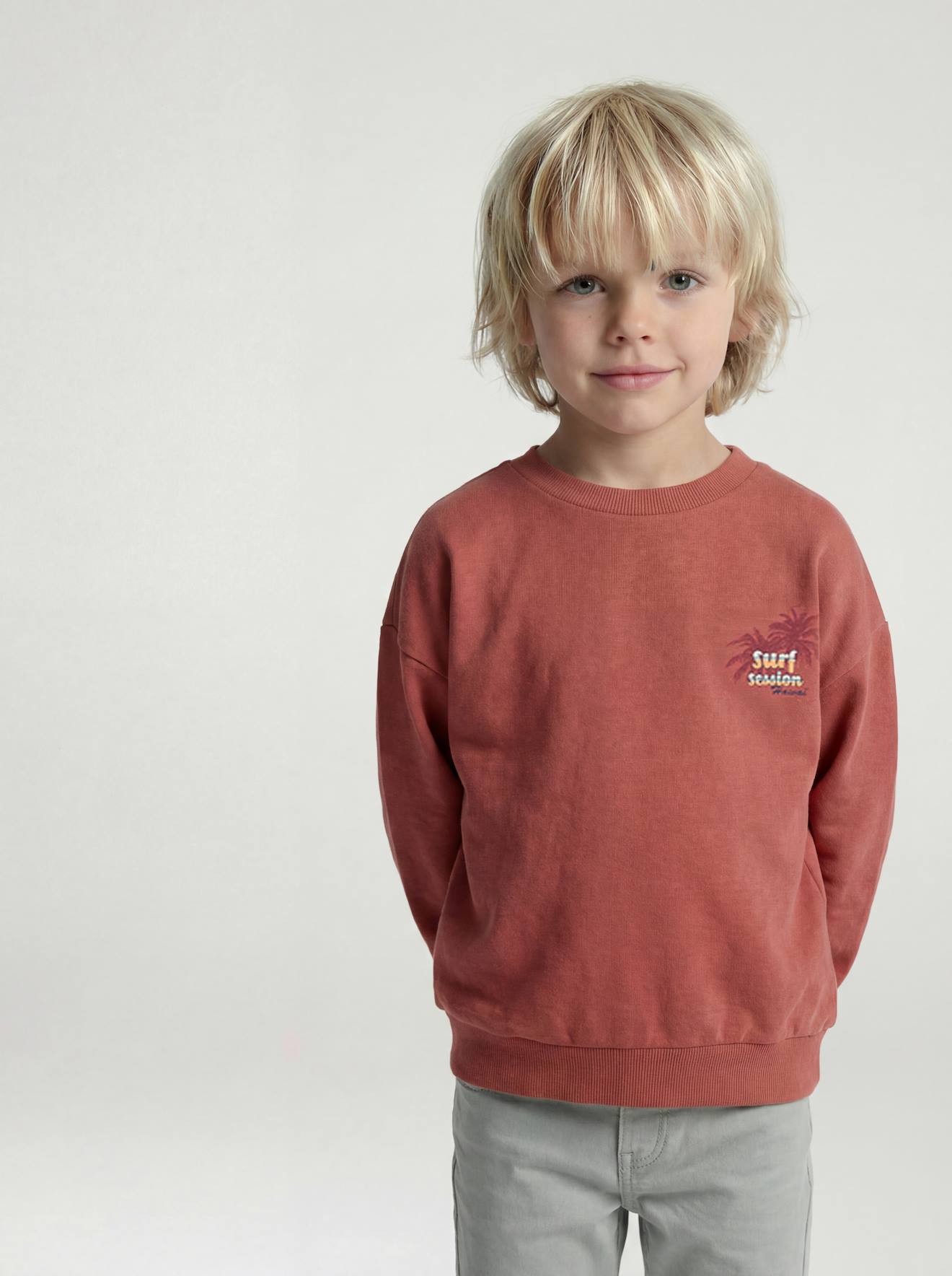 Rundhals-Sweatshirt Jungen mit Recycling-Polyester