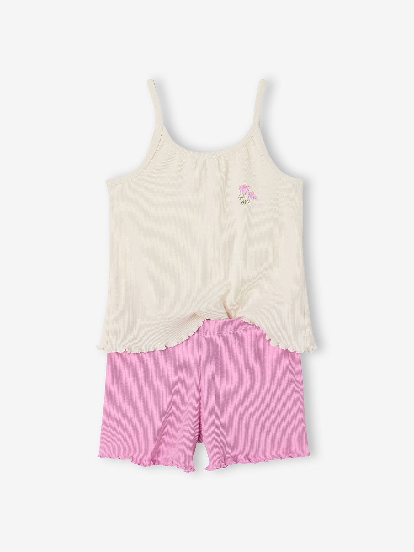 Thumbnail - 2er-Pack kurze Mädchen Schlafanzüge aus Rippjersey mit Blumenmuster