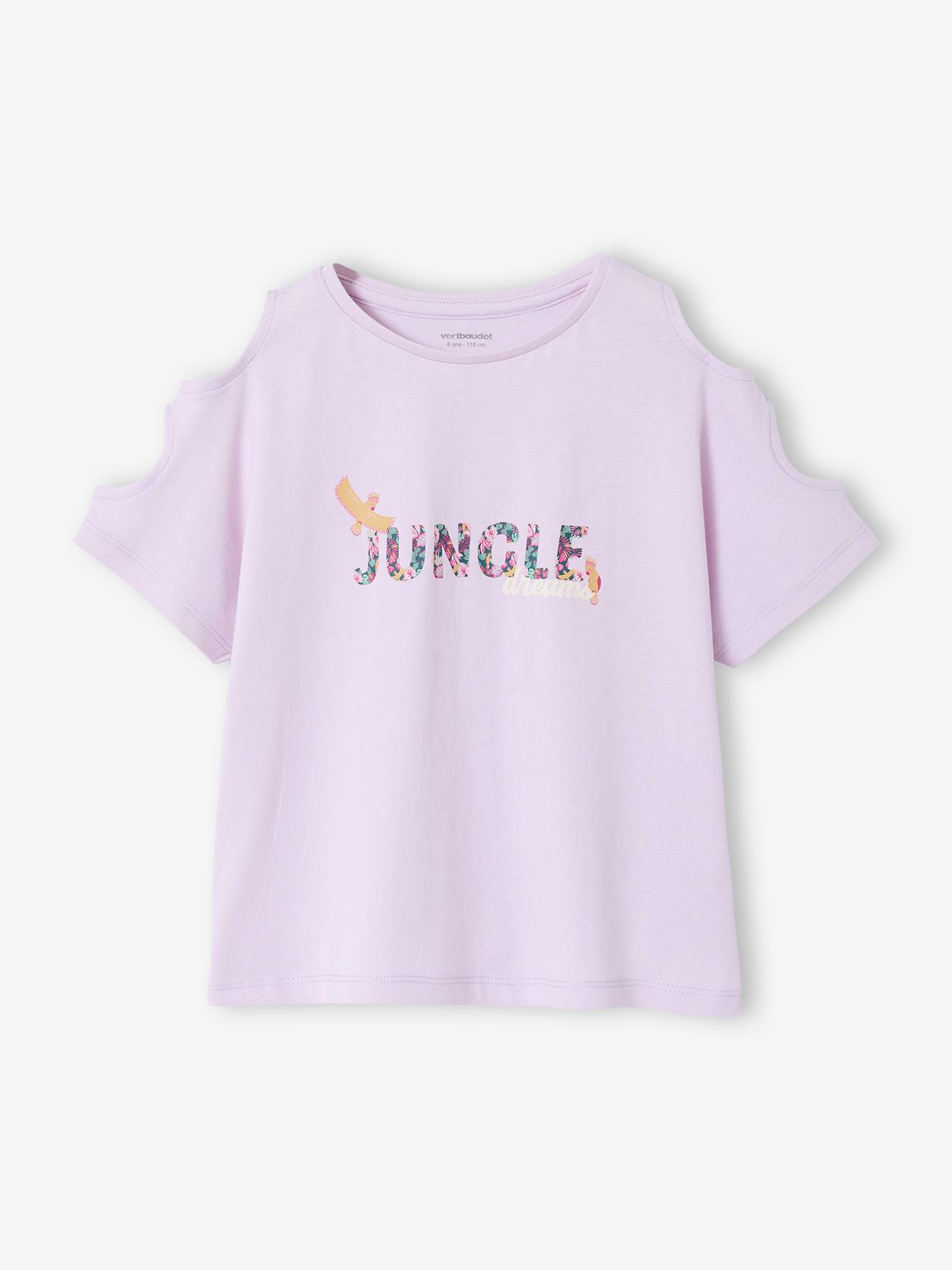 T-Shirt Mädchen JUNGLE mit Cut-Outs lila