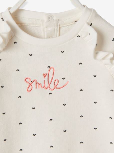 Mädchen Baby Sweatshirt mit Rüschen - wollweiß bedruckt - 4