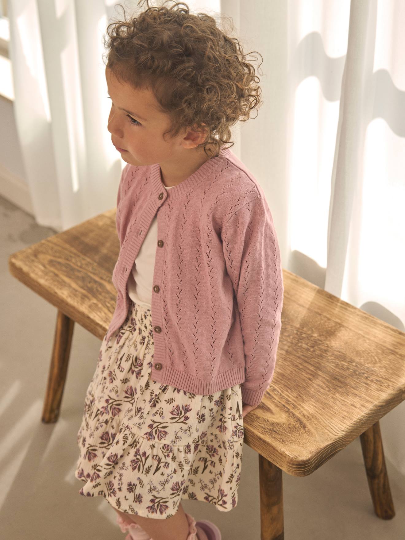 Thumbnail - Strickjacke Pointelle-Muster Mädchen En Fant