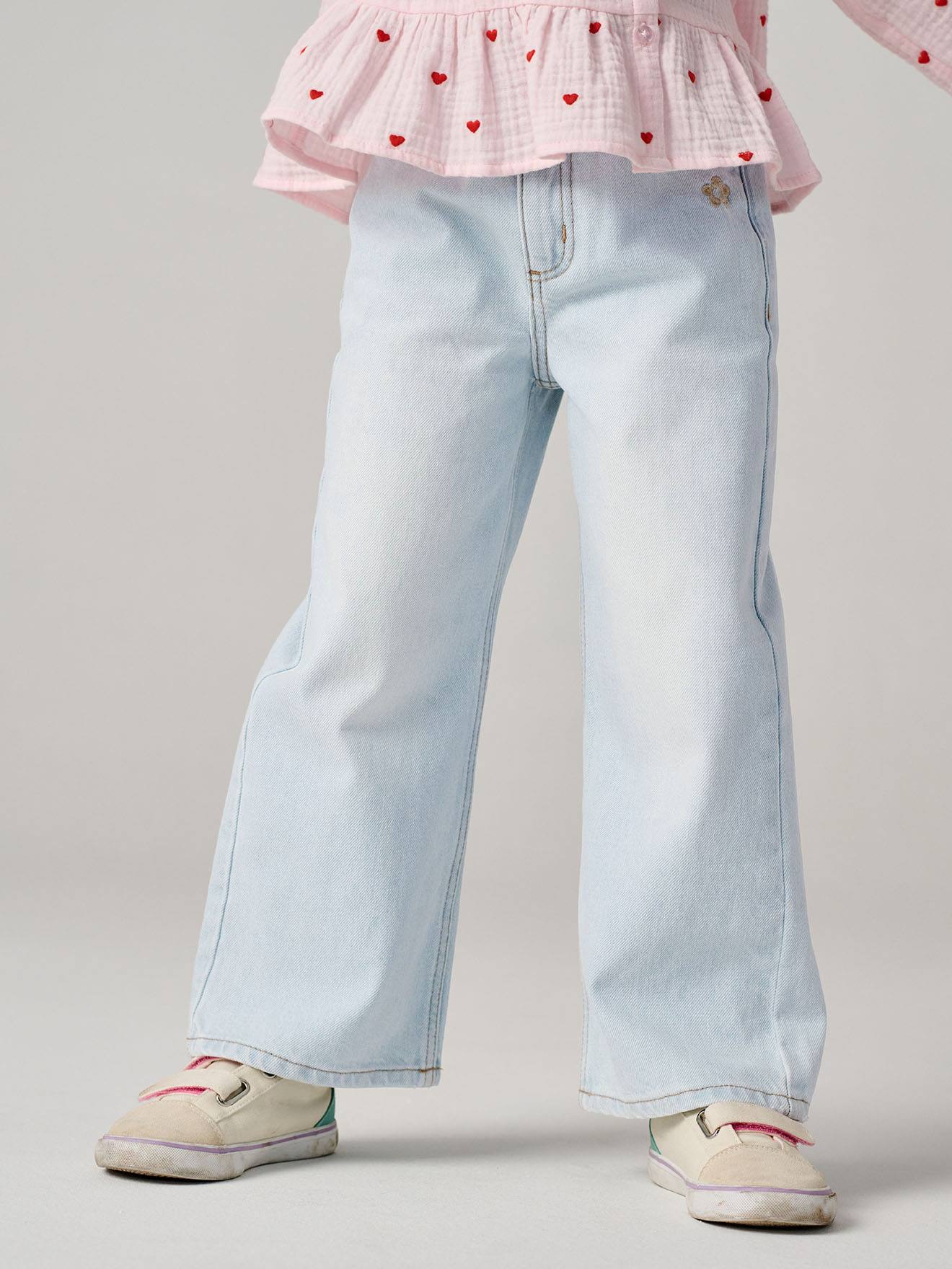 Weite Mädchen Jeans mit Dehnbund