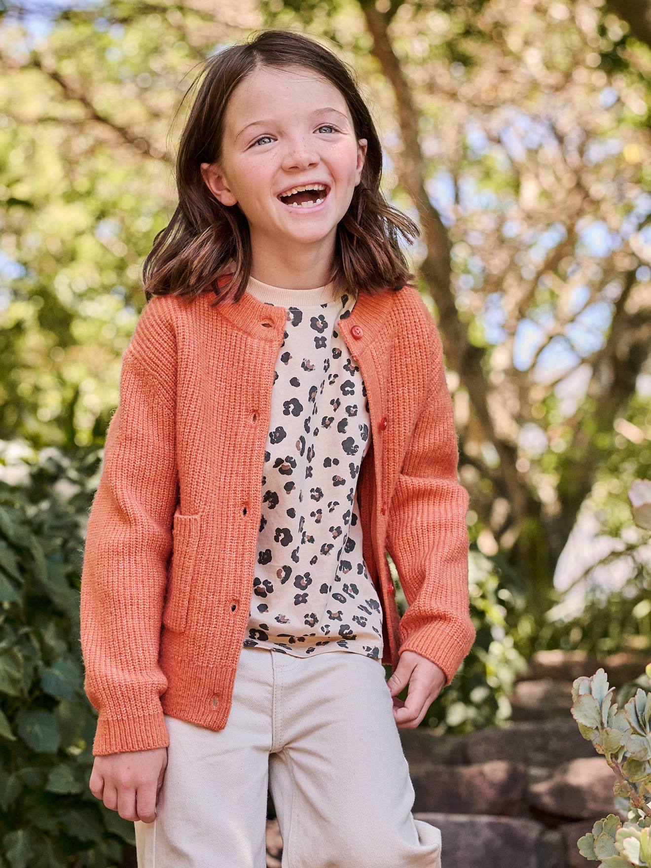 Vertbaudet Strickjacke Mädchen Flauschiger Strick Pfingstrose 146/152