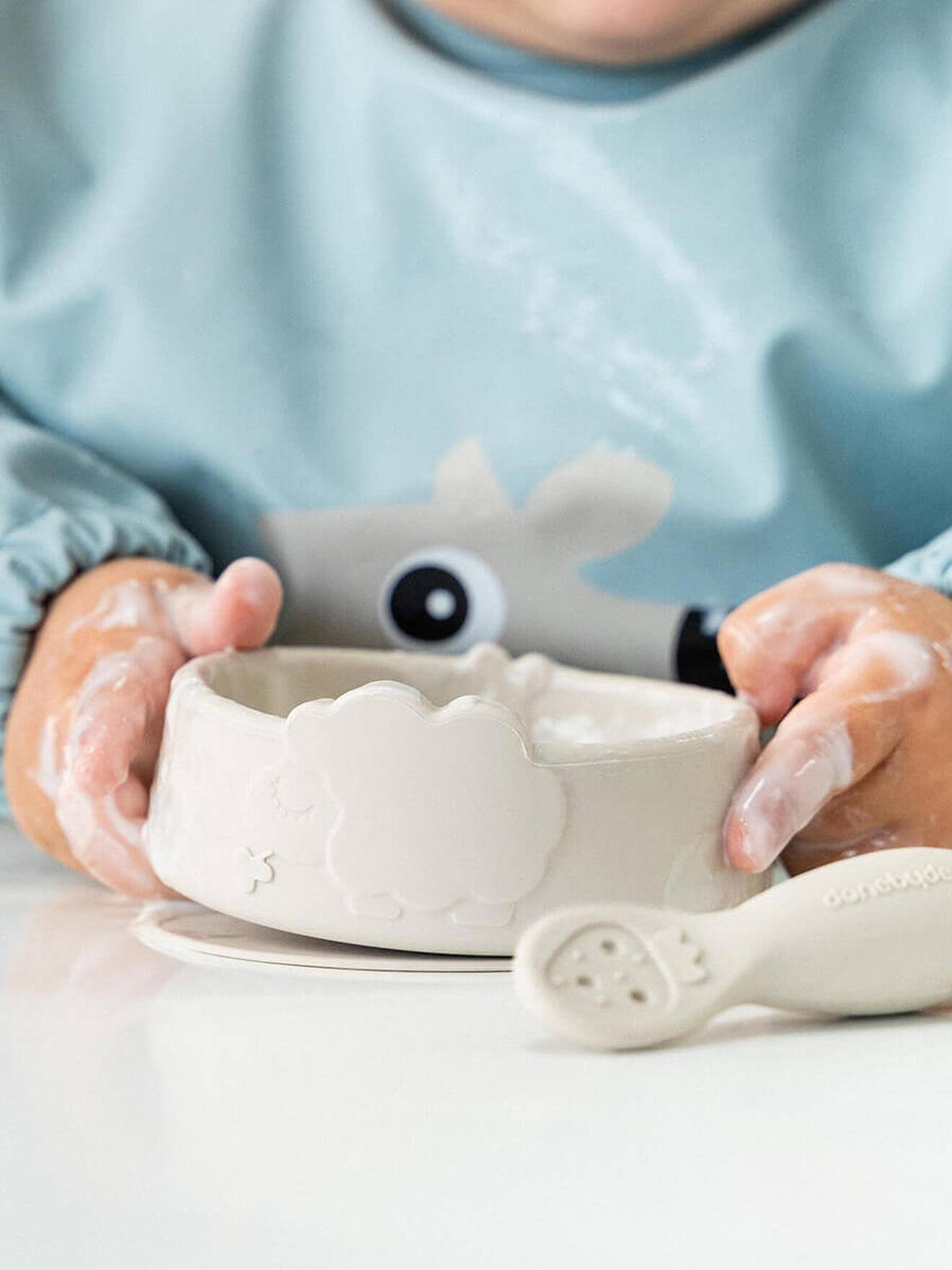 Thumbnail - Baby Erstes Esslern-Set mit Saugnapf DONE BY DEER sandfarben